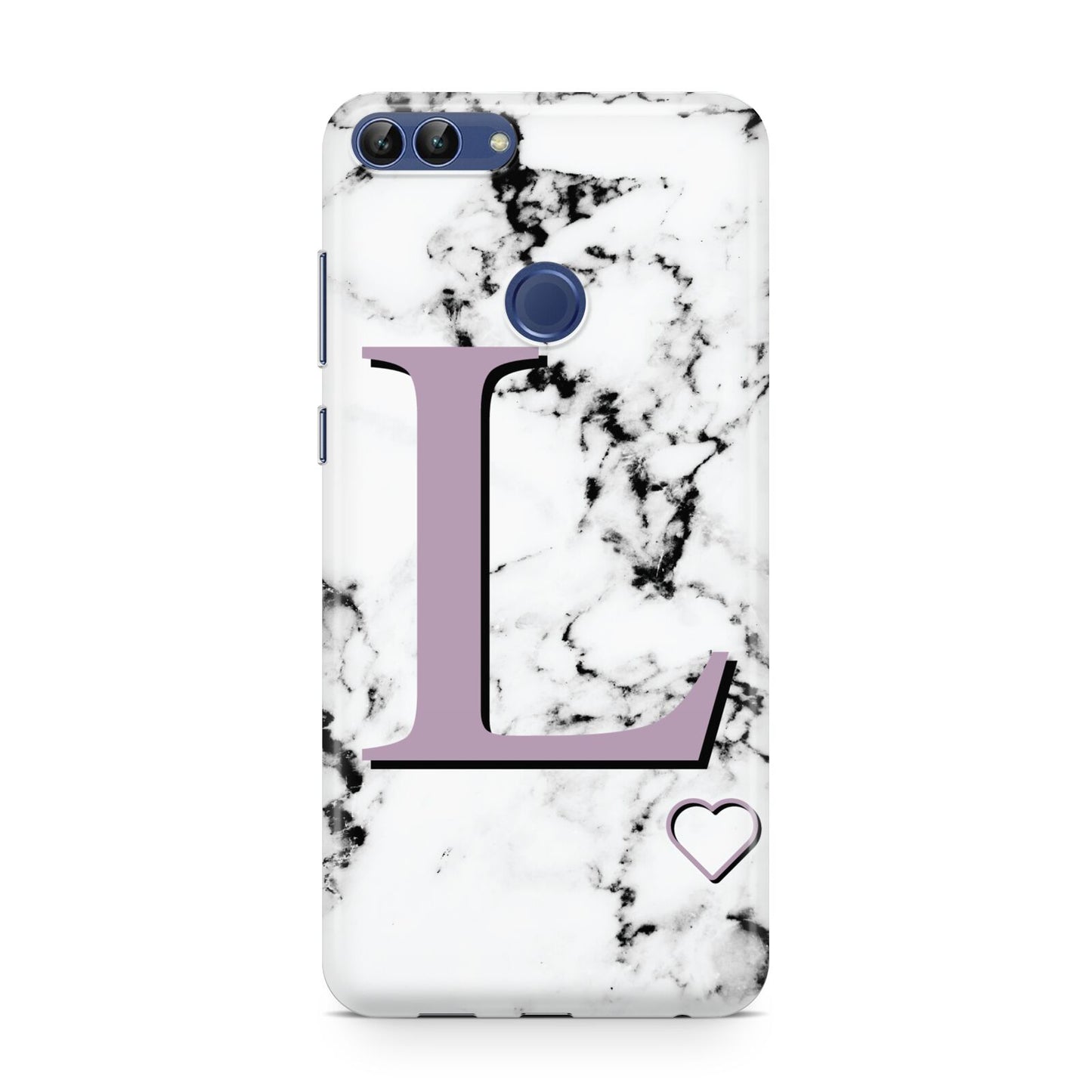 Personalised Purple Monogram Marble Heart Huawei P Smart Case