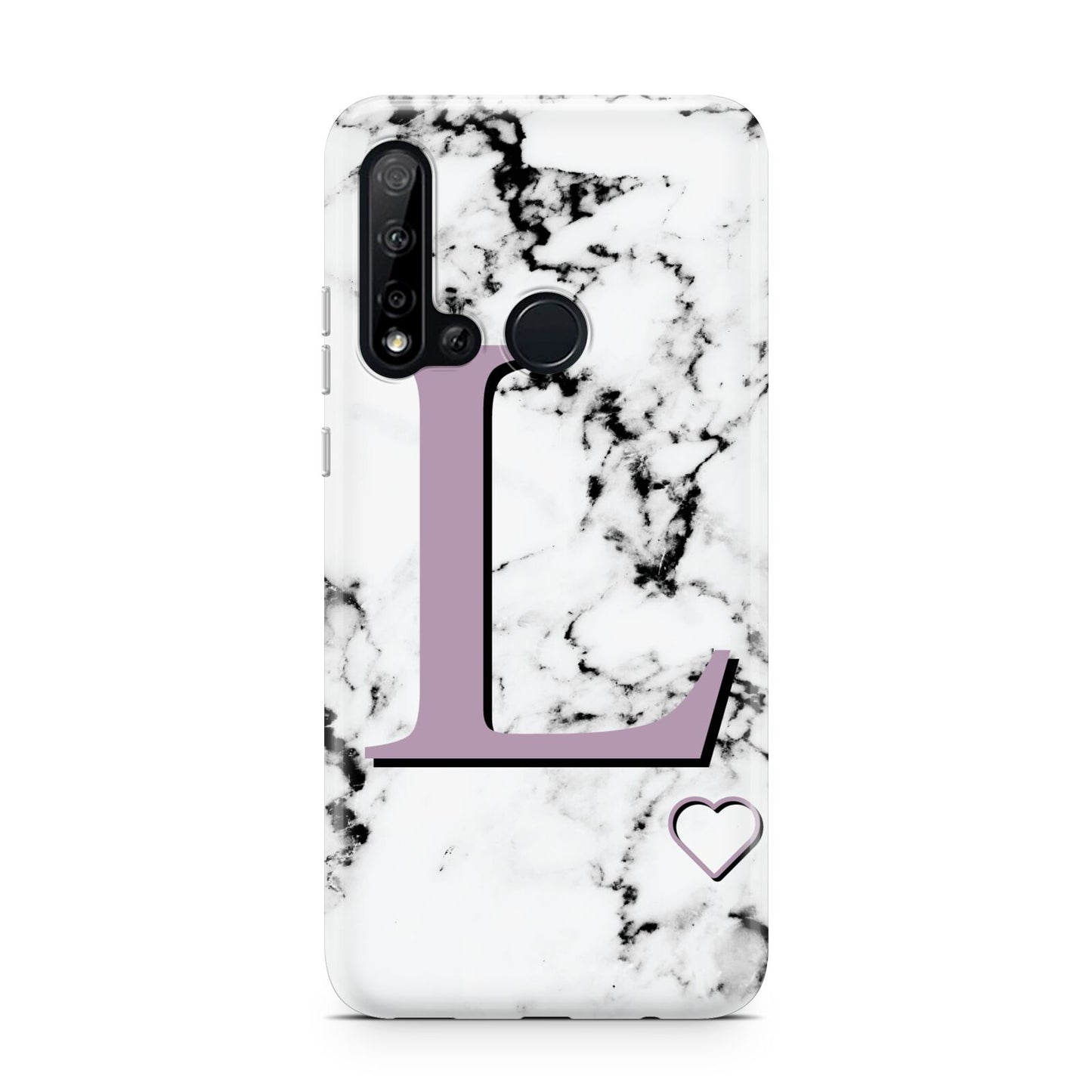 Personalised Purple Monogram Marble Heart Huawei P20 Lite 5G Phone Case