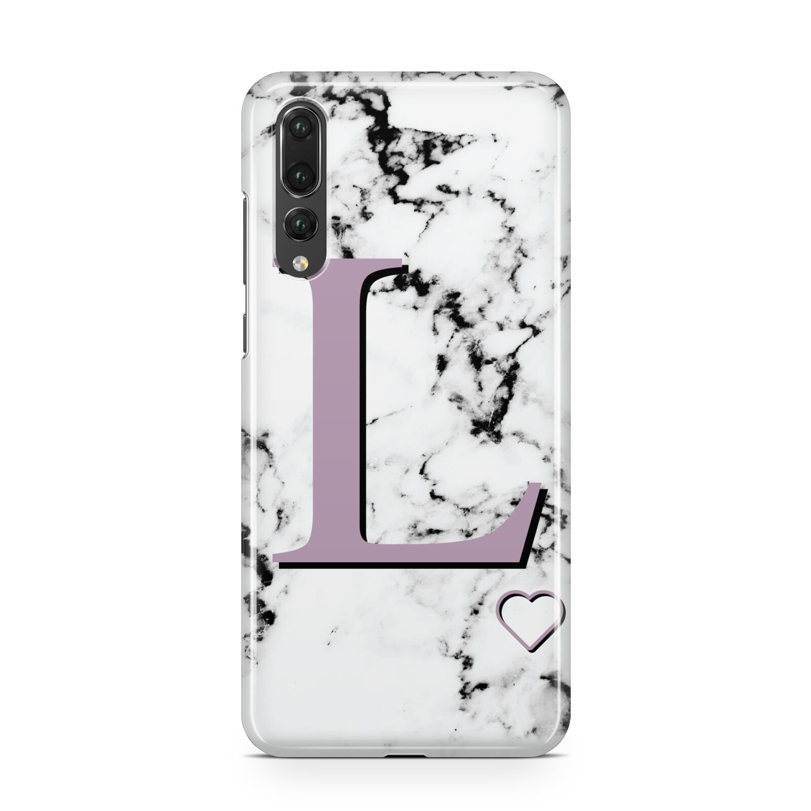 Personalised Purple Monogram Marble Heart Huawei P20 Pro Phone Case