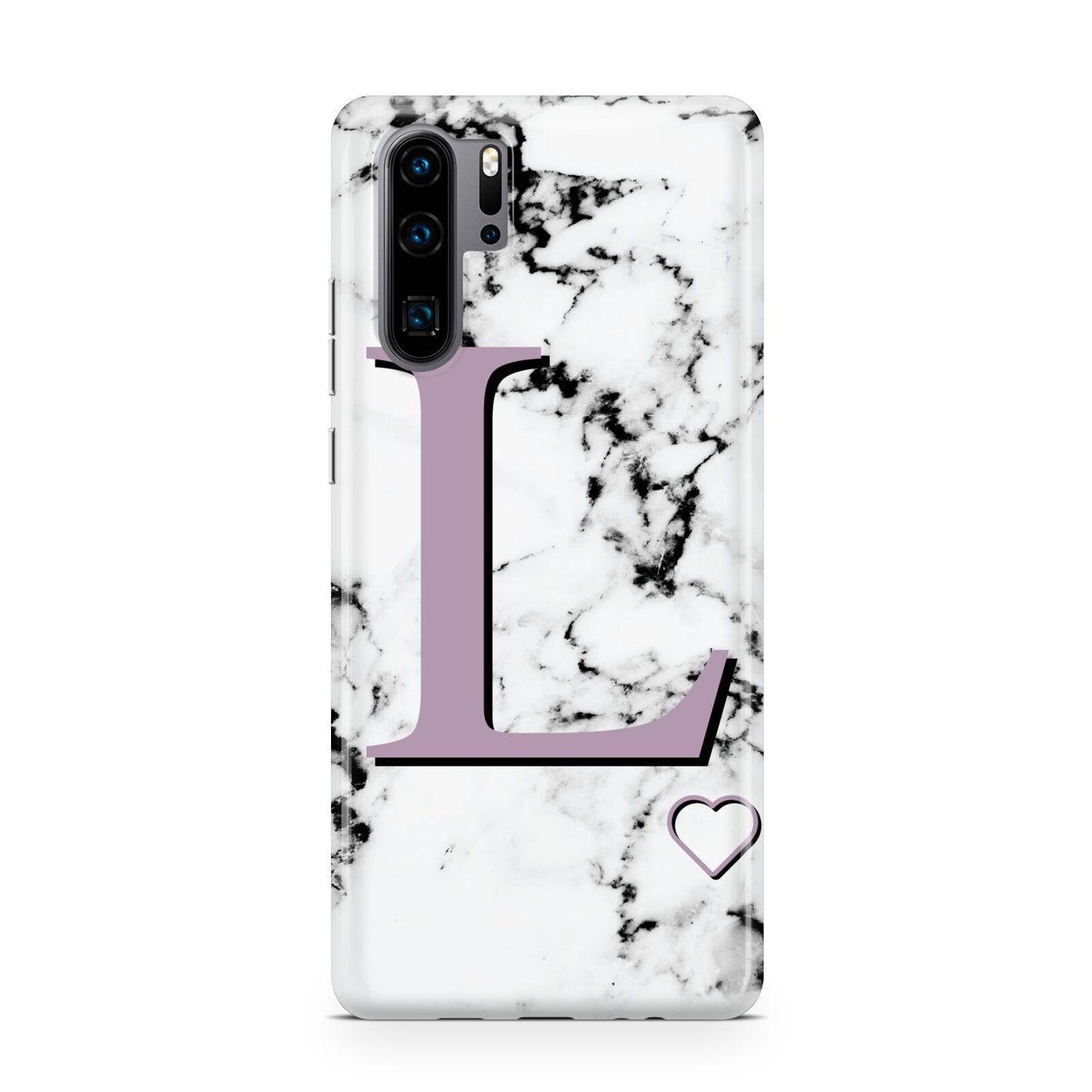 Personalised Purple Monogram Marble Heart Huawei P30 Pro Phone Case