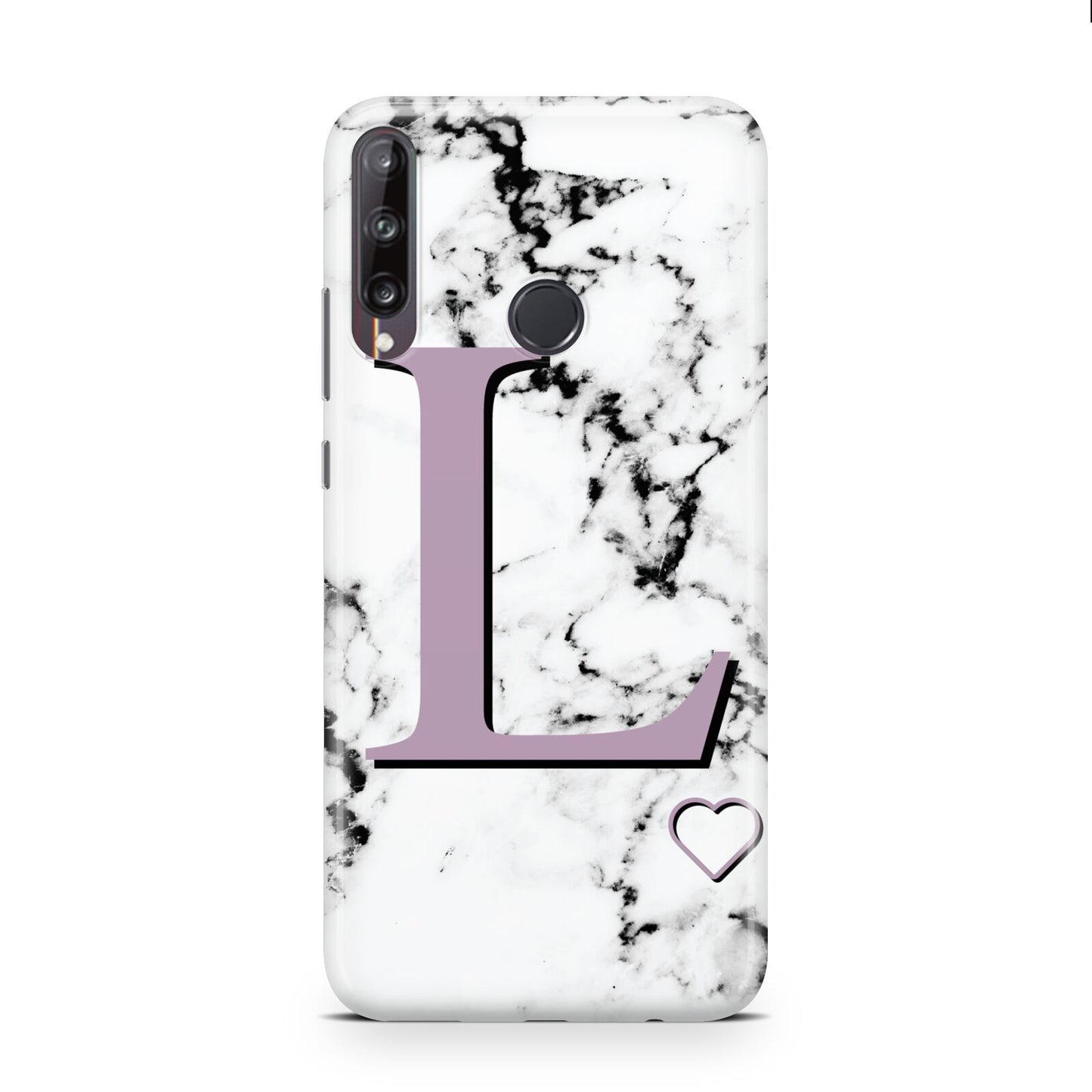 Personalised Purple Monogram Marble Heart Huawei P40 Lite E Phone Case