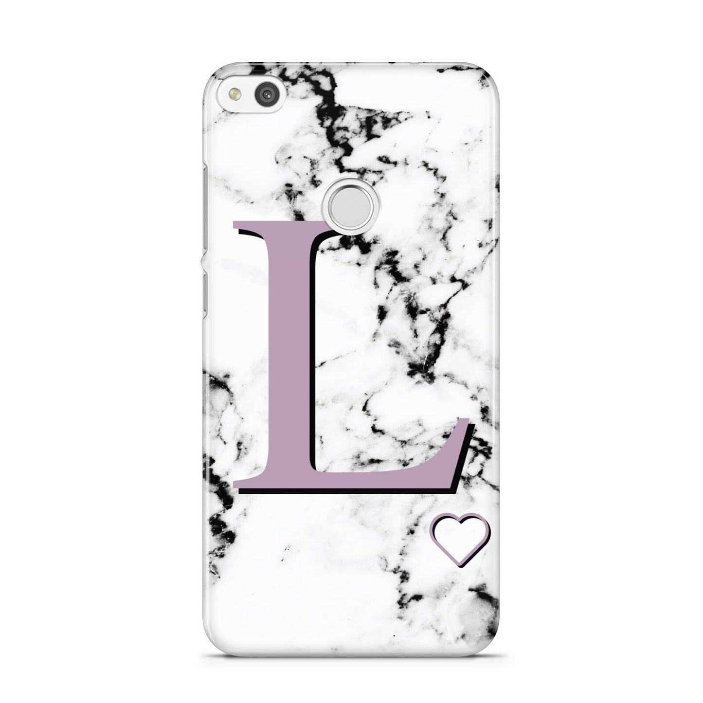 Personalised Purple Monogram Marble Heart Huawei P8 Lite Case