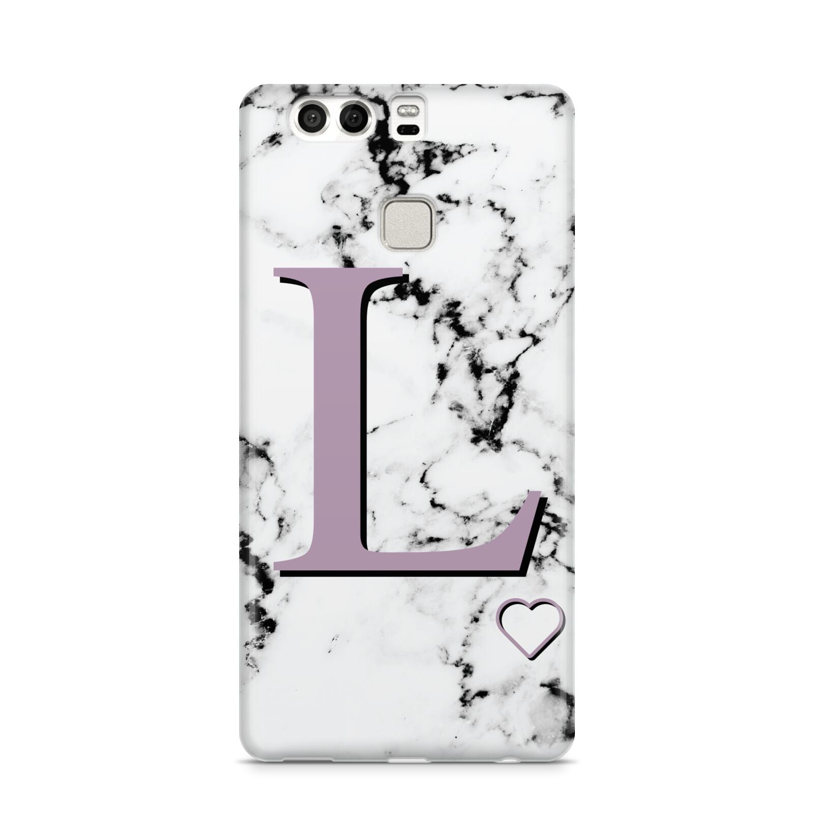 Personalised Purple Monogram Marble Heart Huawei P9 Case