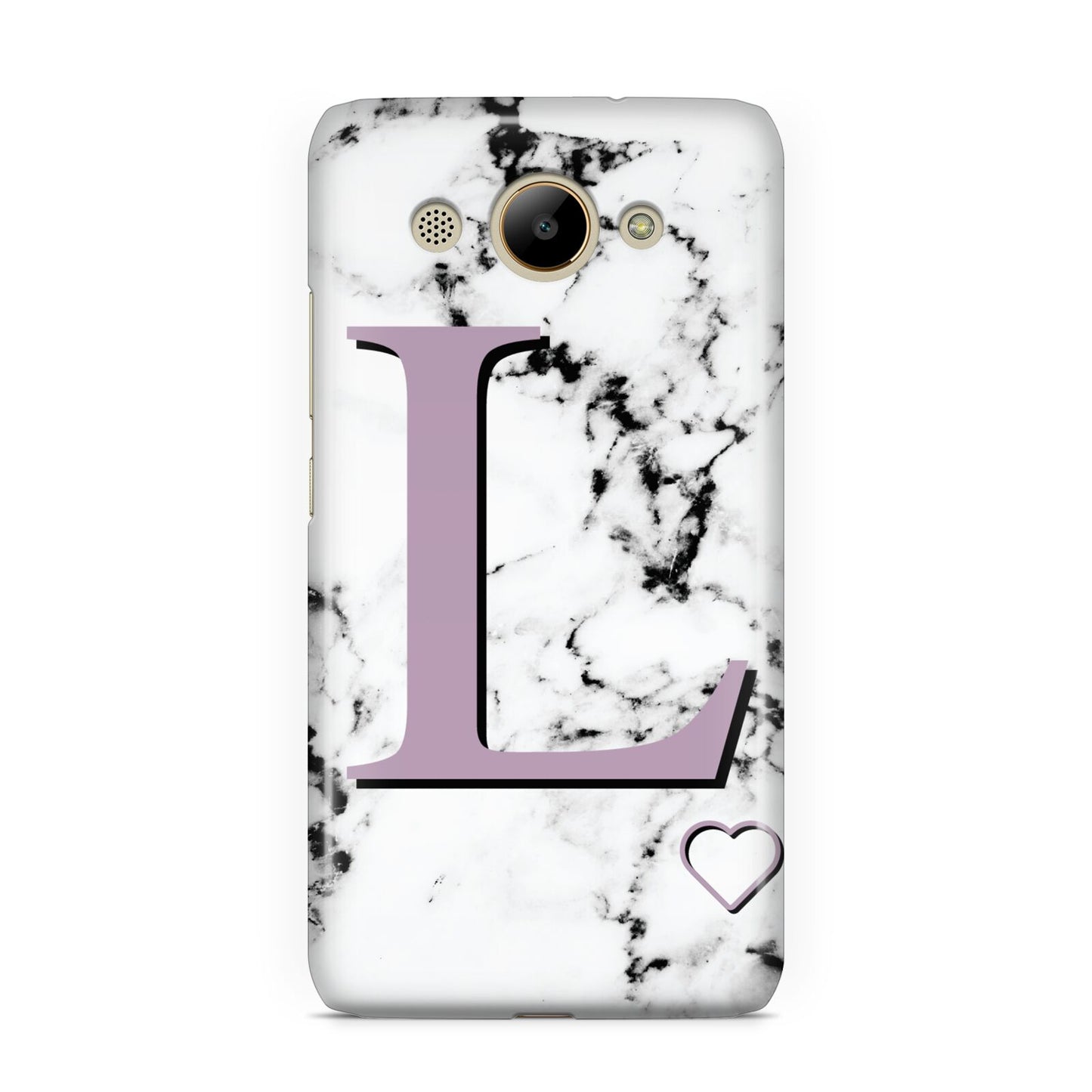 Personalised Purple Monogram Marble Heart Huawei Y3 2017