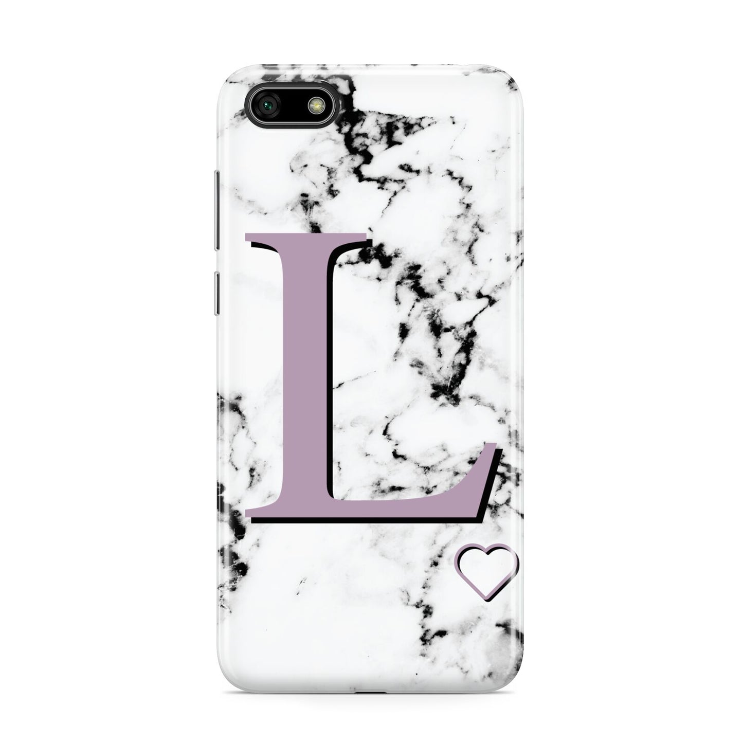 Personalised Purple Monogram Marble Heart Huawei Y5 Prime 2018 Phone Case