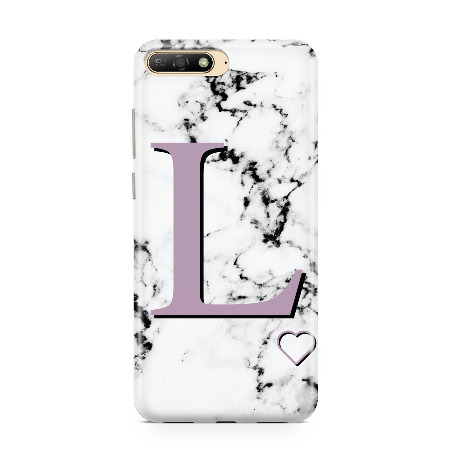 Personalised Purple Monogram Marble Heart Huawei Y6 2018