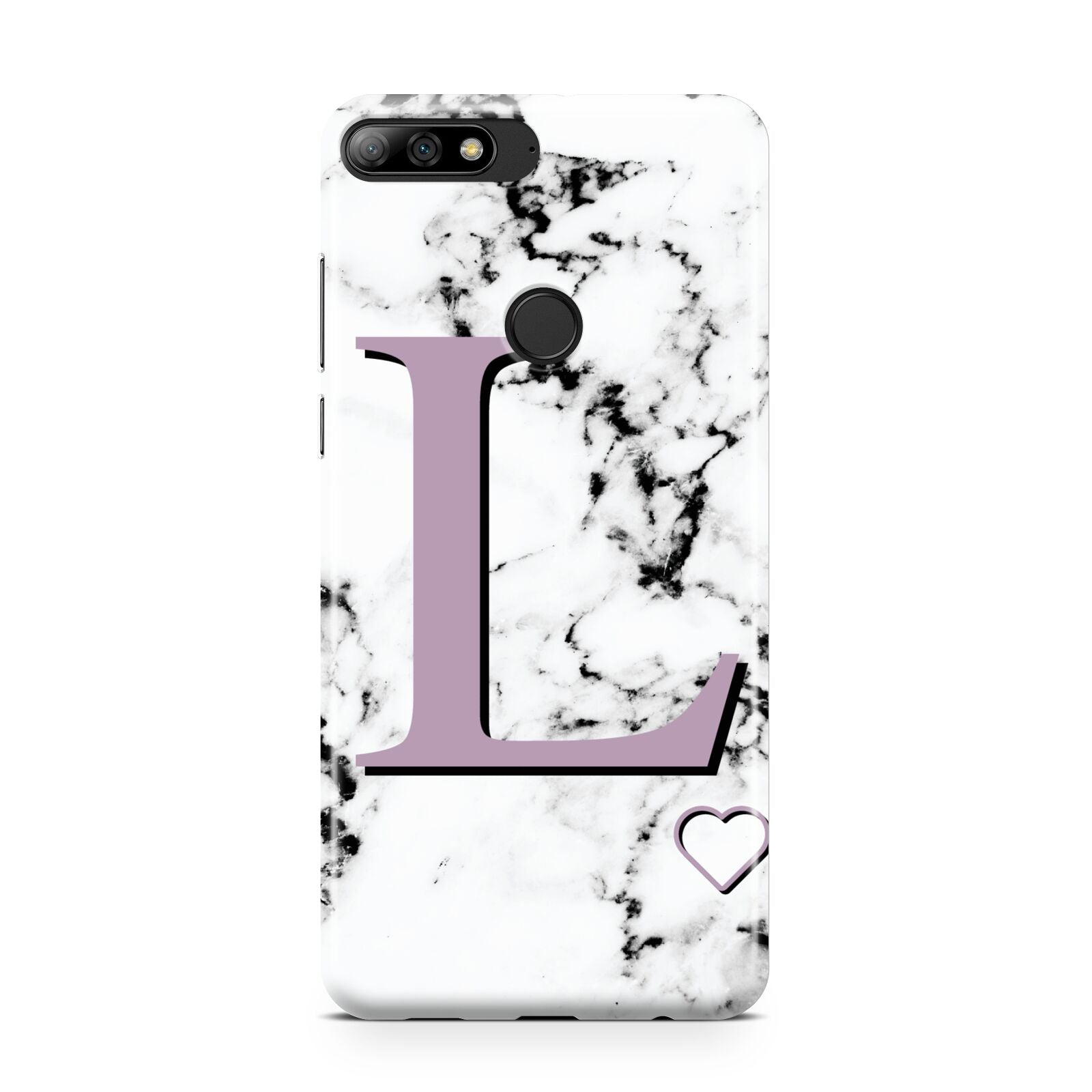 Personalised Purple Monogram Marble Heart Huawei Y7 2018