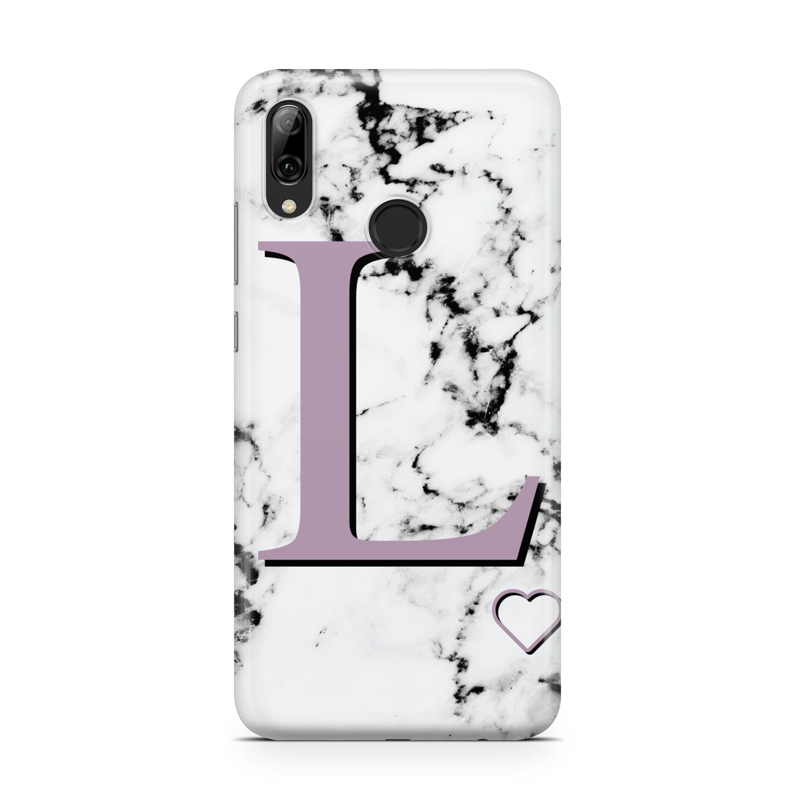 Personalised Purple Monogram Marble Heart Huawei Y7 2019