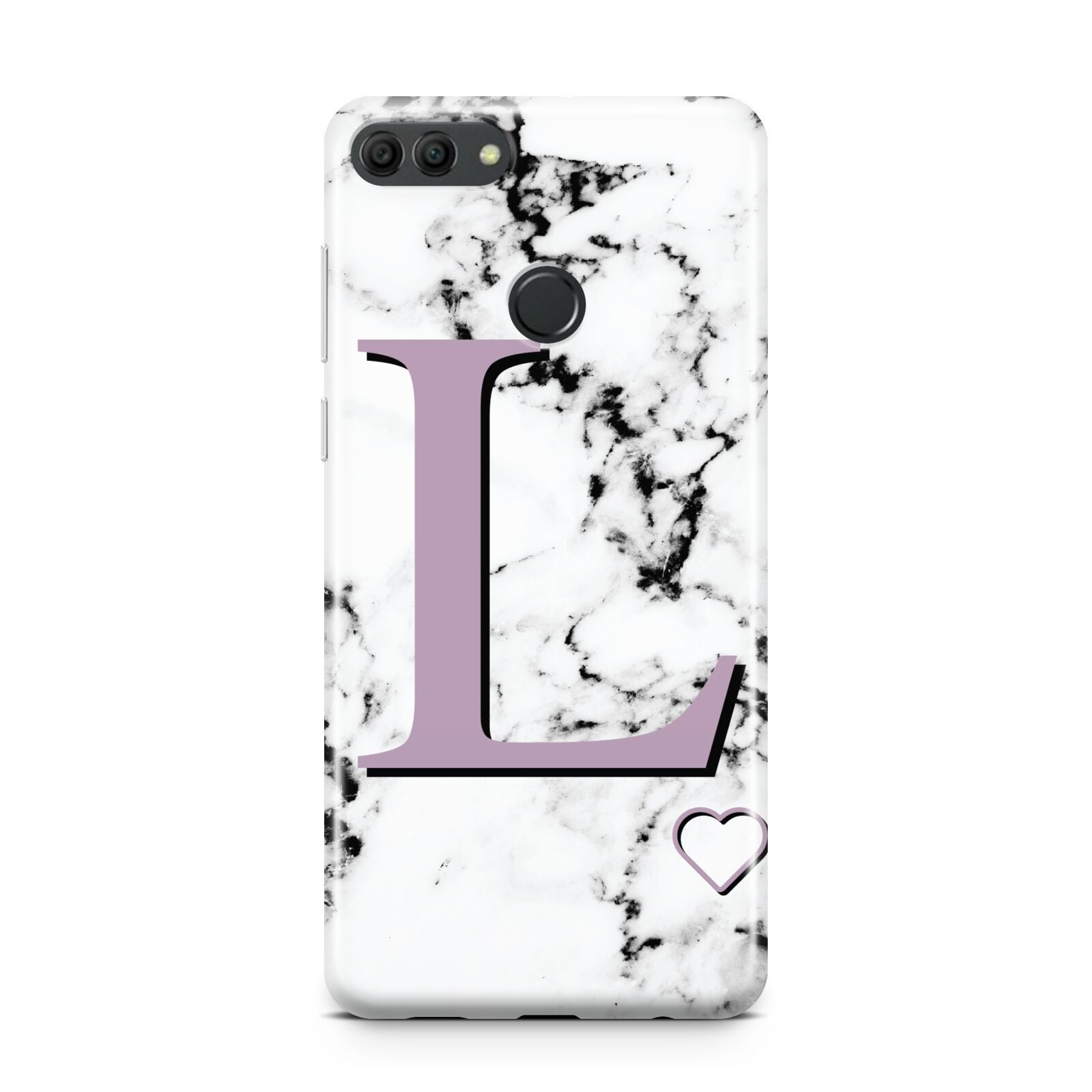 Personalised Purple Monogram Marble Heart Huawei Y9 2018