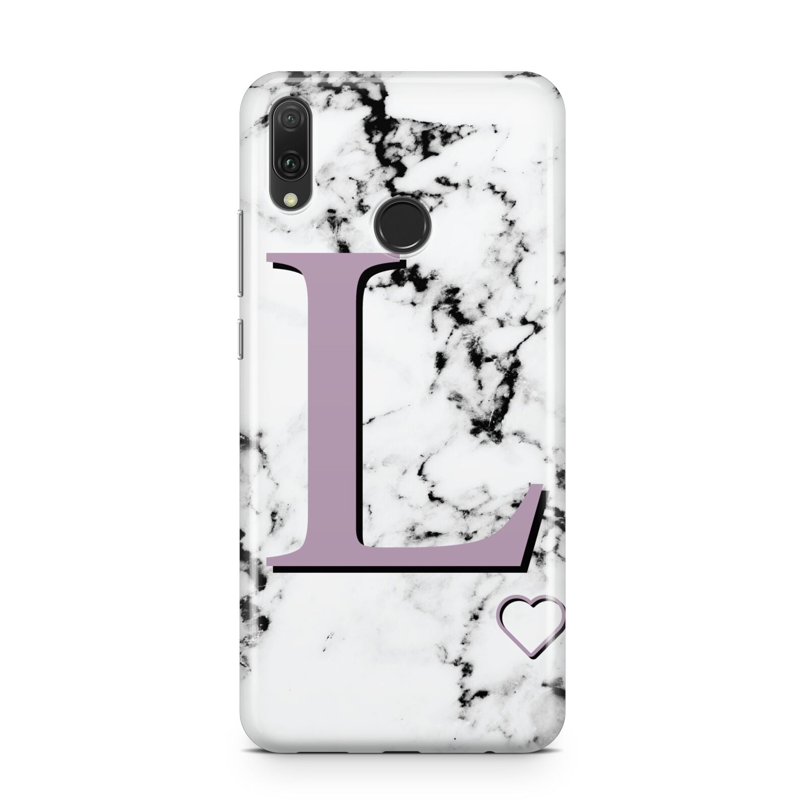 Personalised Purple Monogram Marble Heart Huawei Y9 2019