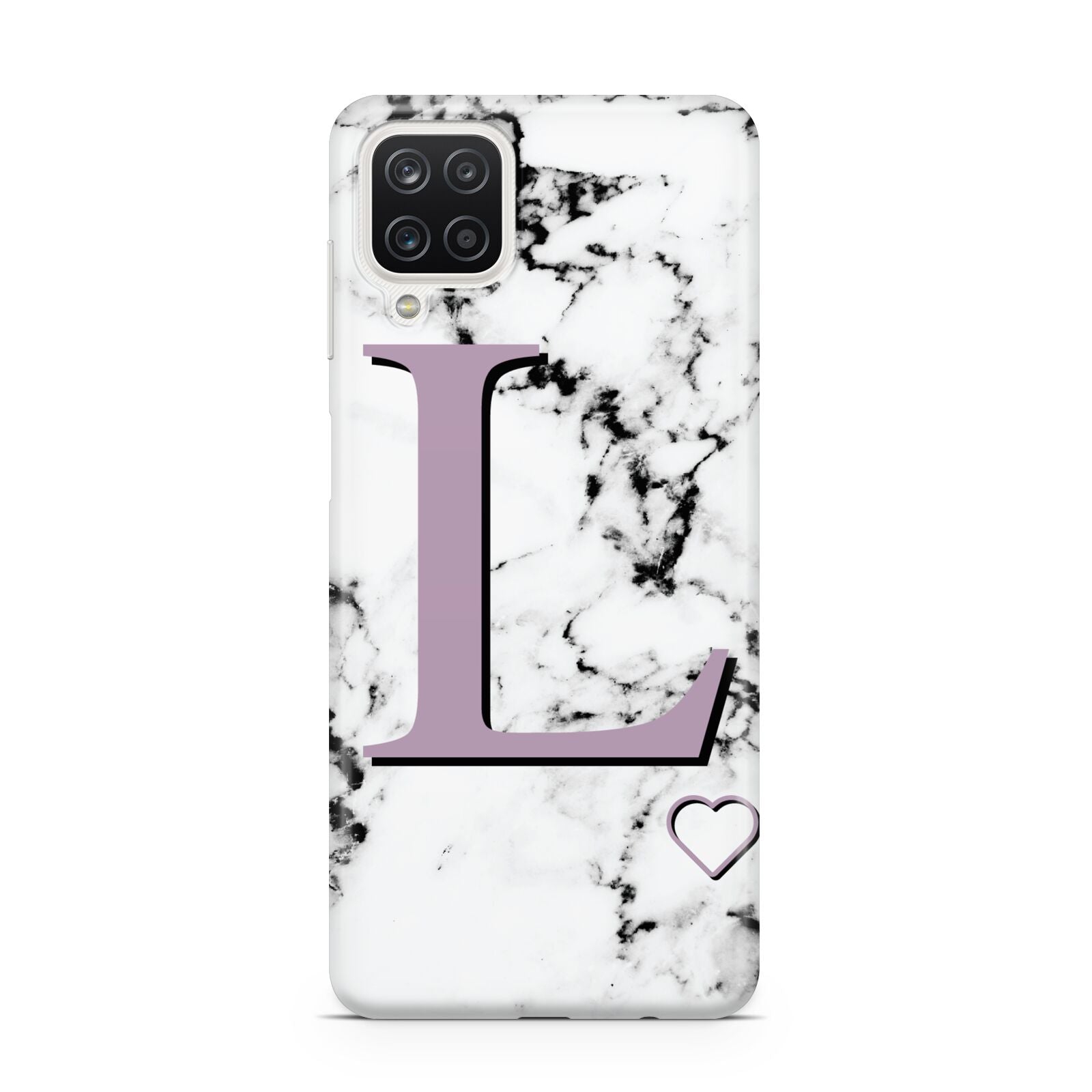 Personalised Purple Monogram Marble Heart Samsung M12 Case