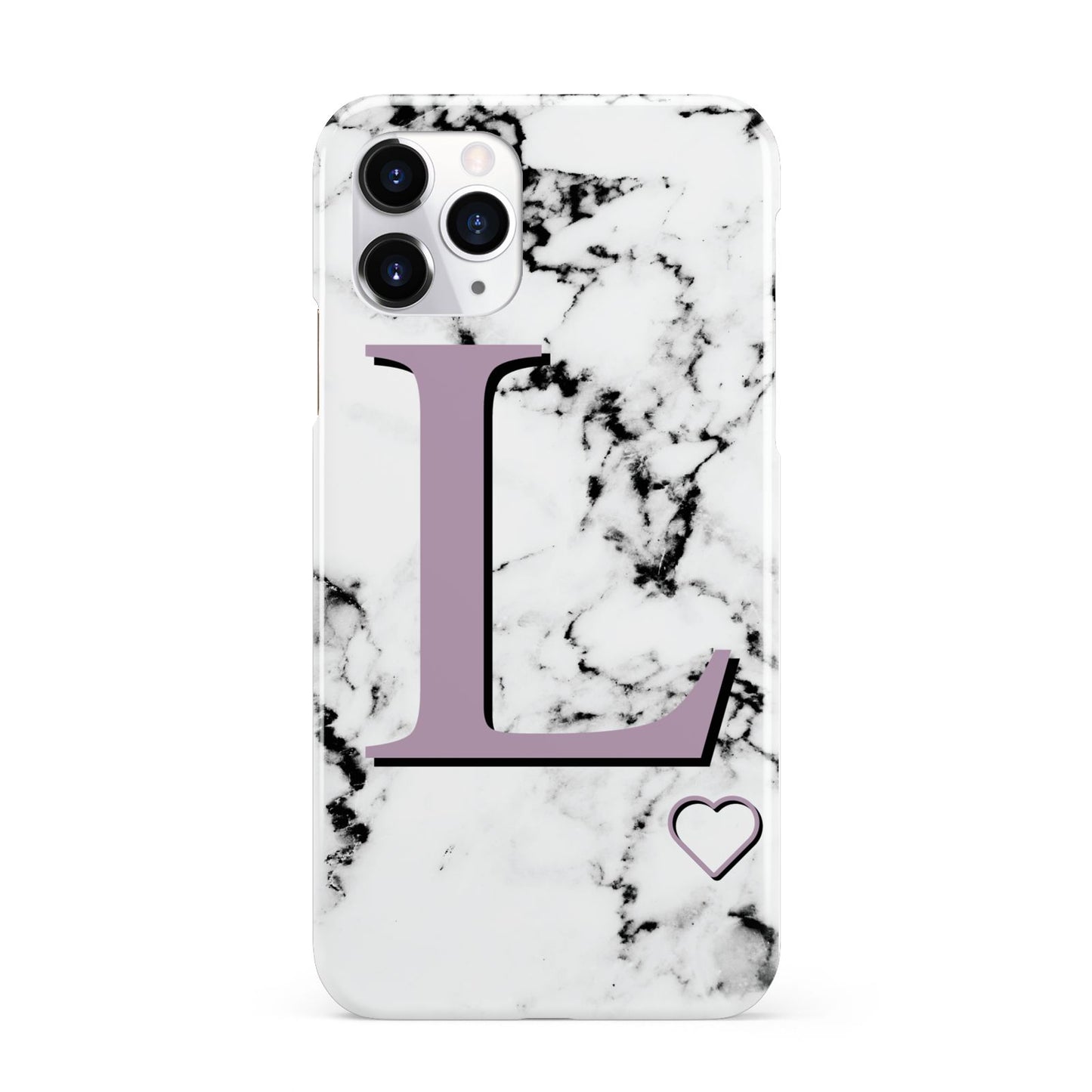 Personalised Purple Monogram Marble Heart iPhone 11 Pro 3D Snap Case