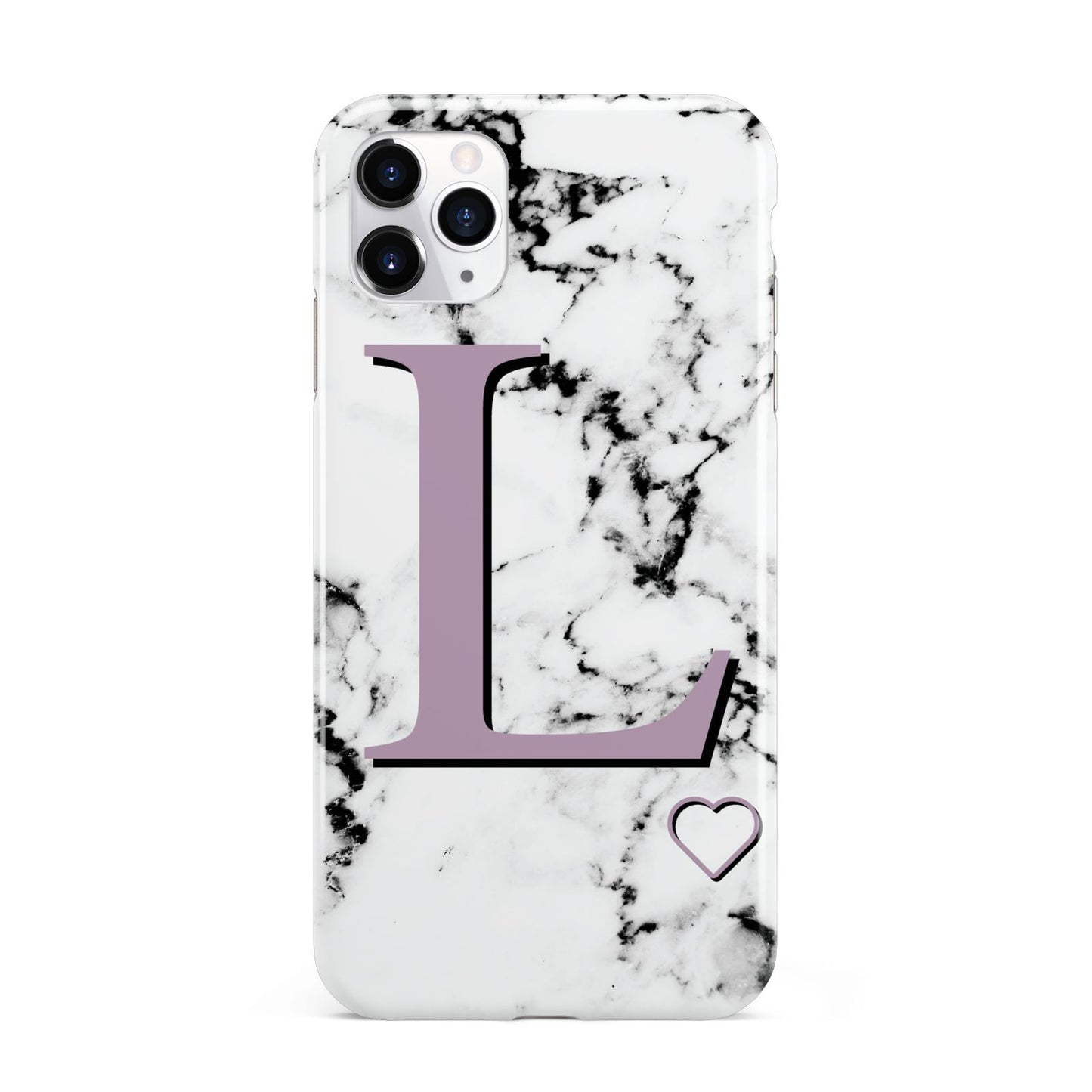 Personalised Purple Monogram Marble Heart iPhone 11 Pro Max 3D Tough Case