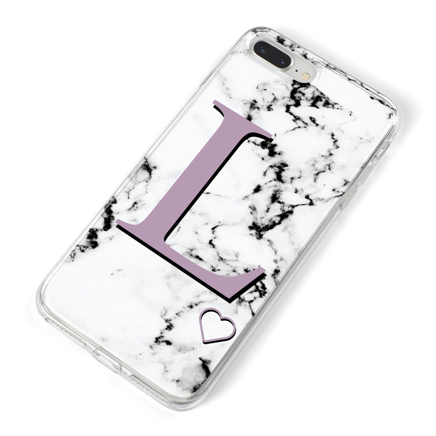 Personalised Purple Monogram Marble Heart iPhone 8 Plus Bumper Case on Silver iPhone Alternative Image