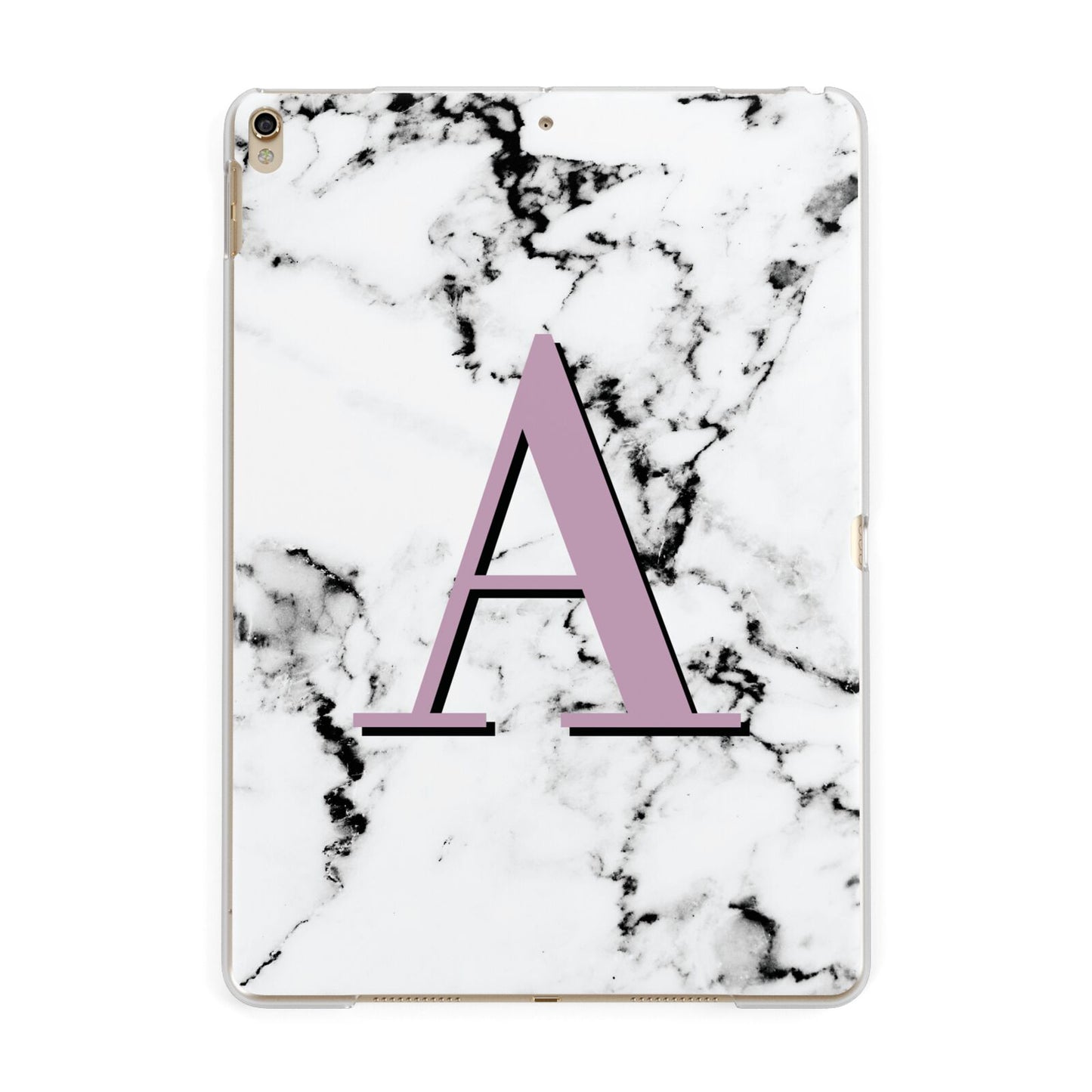 Personalised Purple Single Initial Marble Apple iPad Gold Case