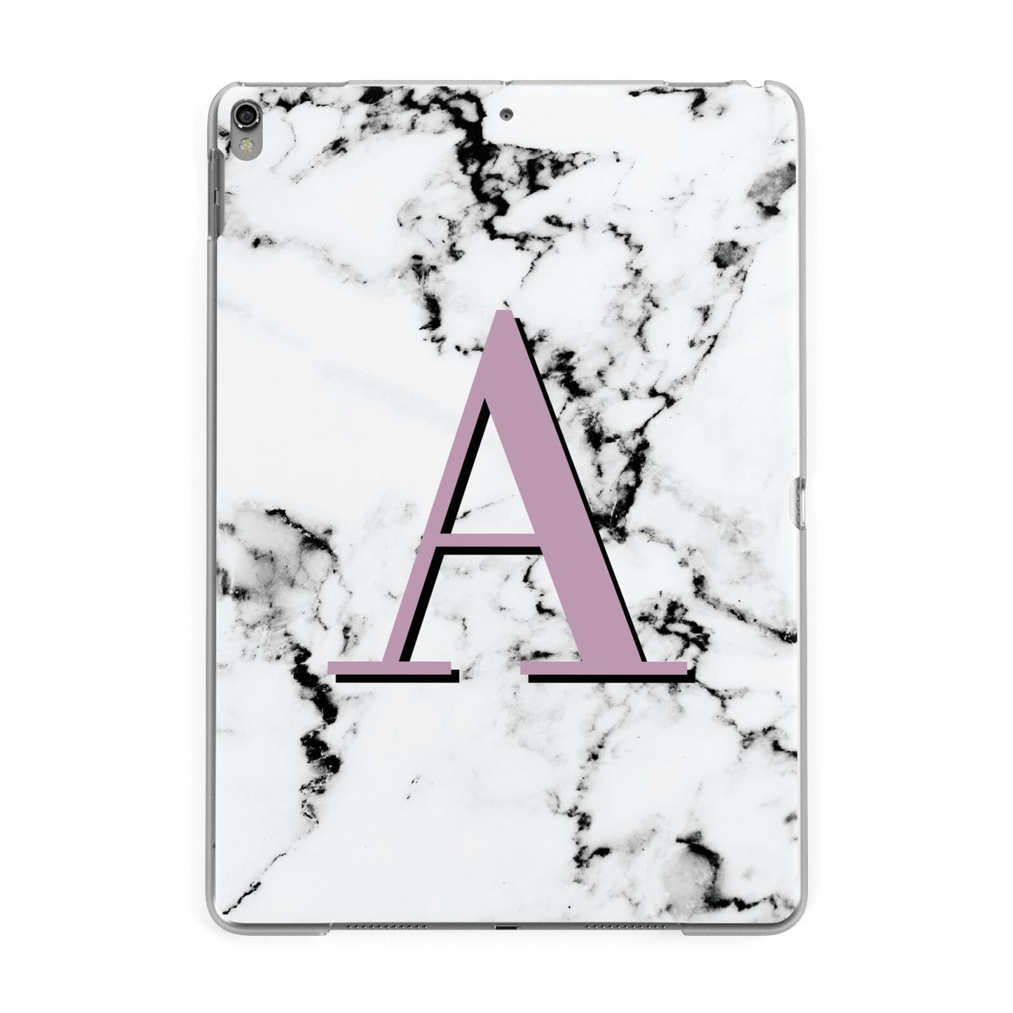 Personalised Purple Single Initial Marble Apple iPad Grey Case