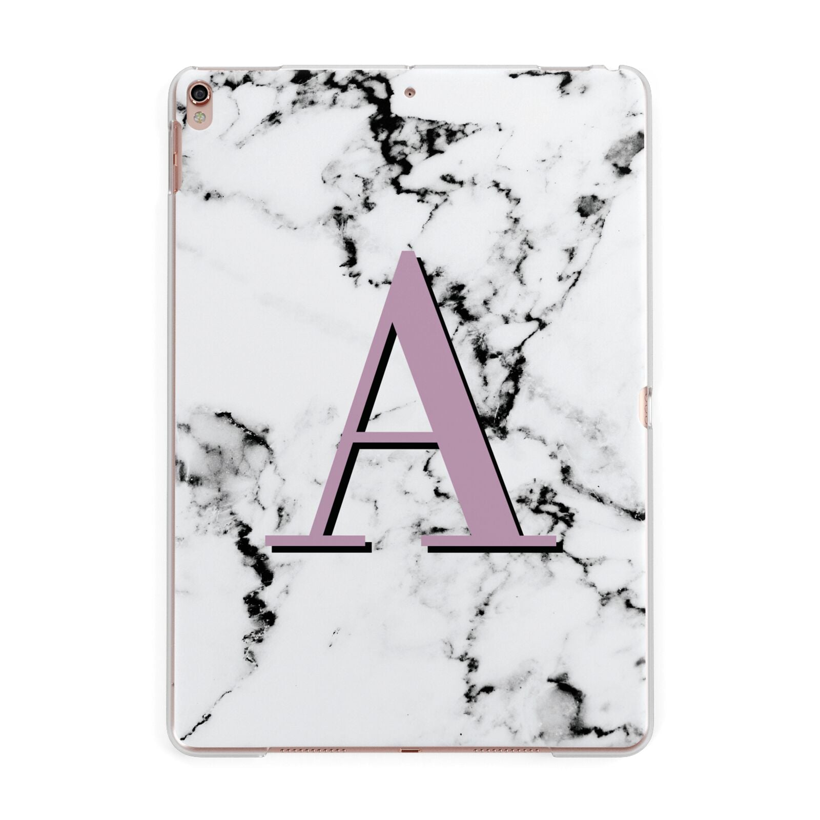 Personalised Purple Single Initial Marble Apple iPad Rose Gold Case