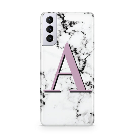 Personalised Purple Single Initial Marble Samsung S21 Plus Phone Case