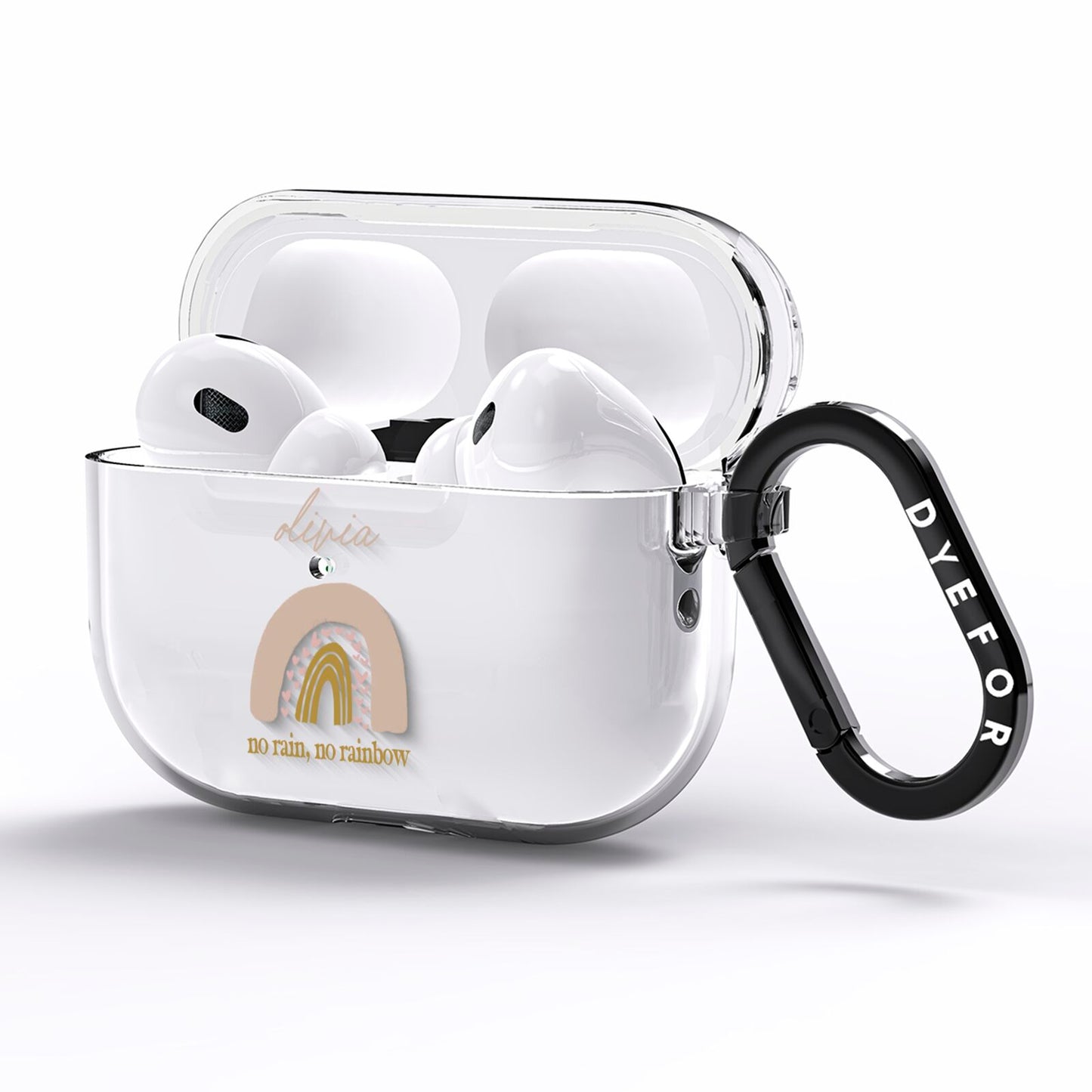 Personalised Rainbow AirPods Pro Clear Case Side Image