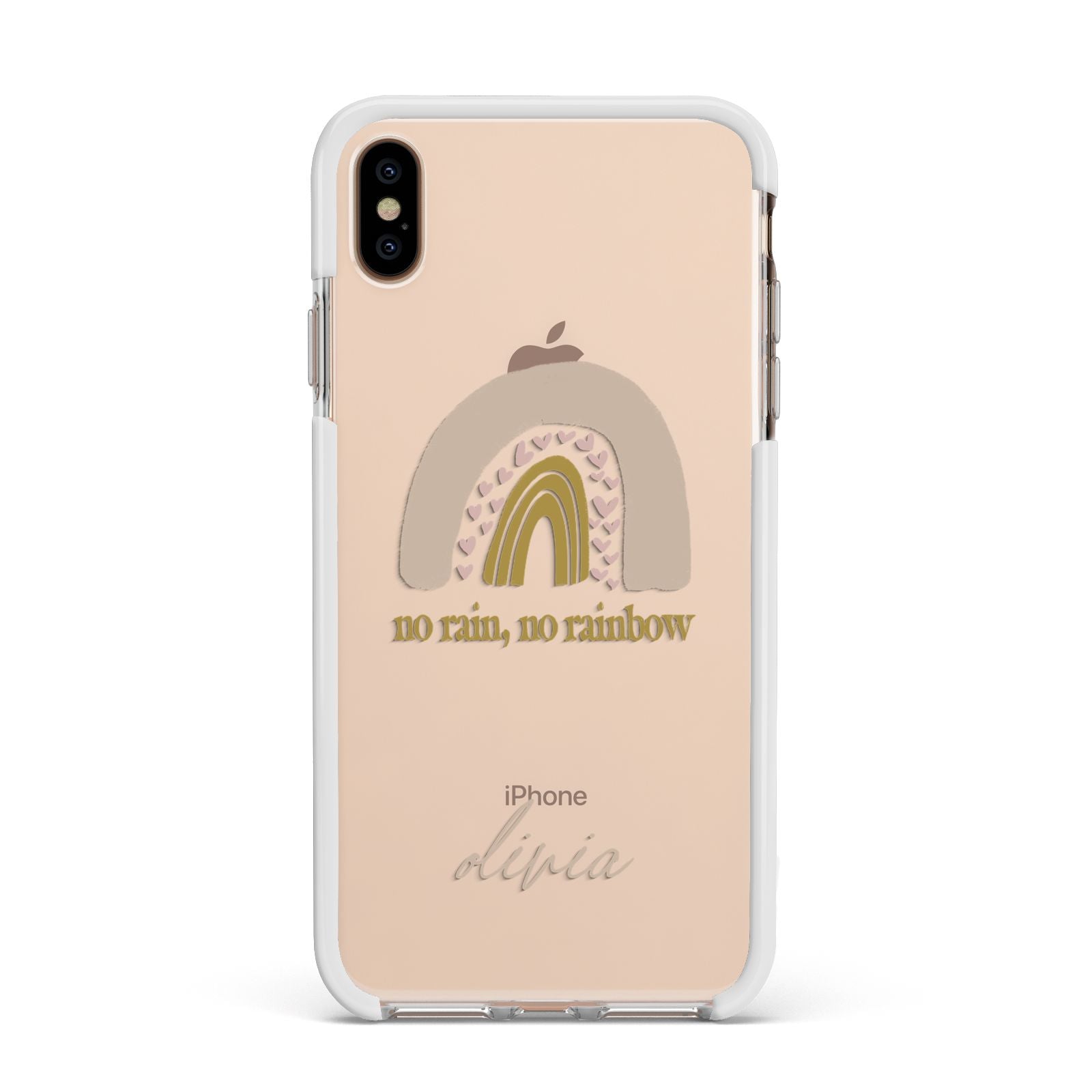 Personalised Rainbow Apple iPhone Xs Max Impact Case White Edge on Gold Phone