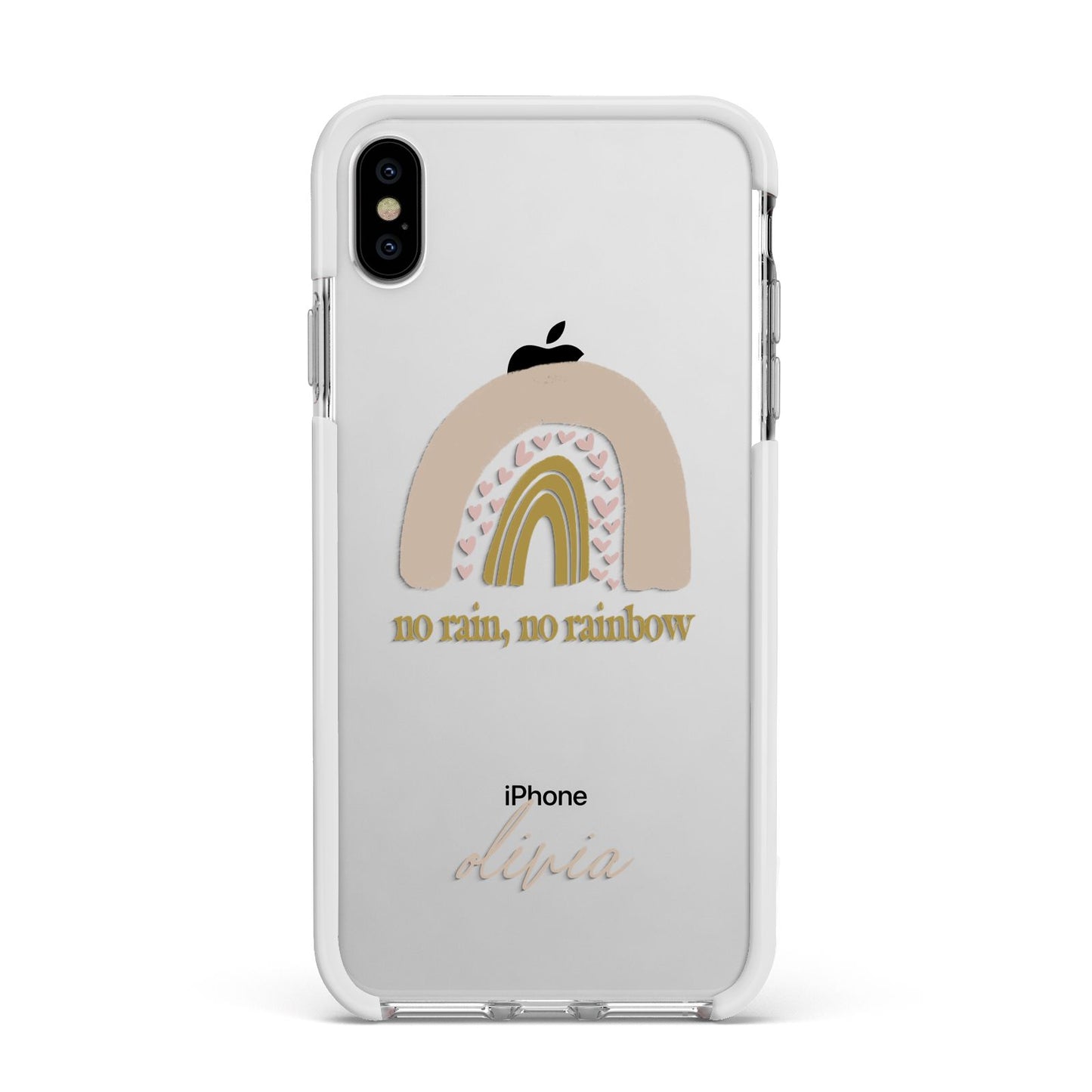 Personalised Rainbow Apple iPhone Xs Max Impact Case White Edge on Silver Phone