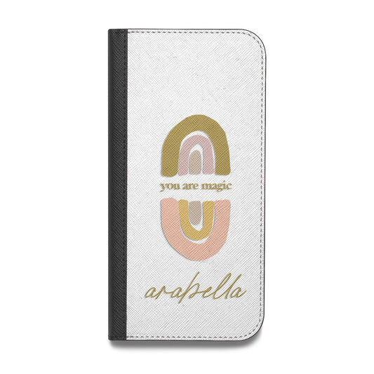 Personalised Rainbow Magic Vegan Leather Flip iPhone Case