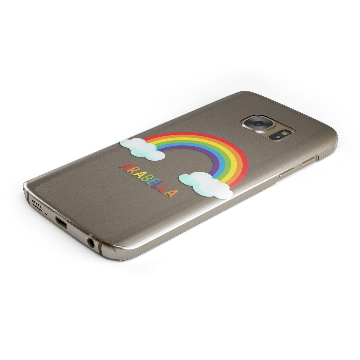 Personalised Rainbow Name Protective Samsung Galaxy Case Angled Image