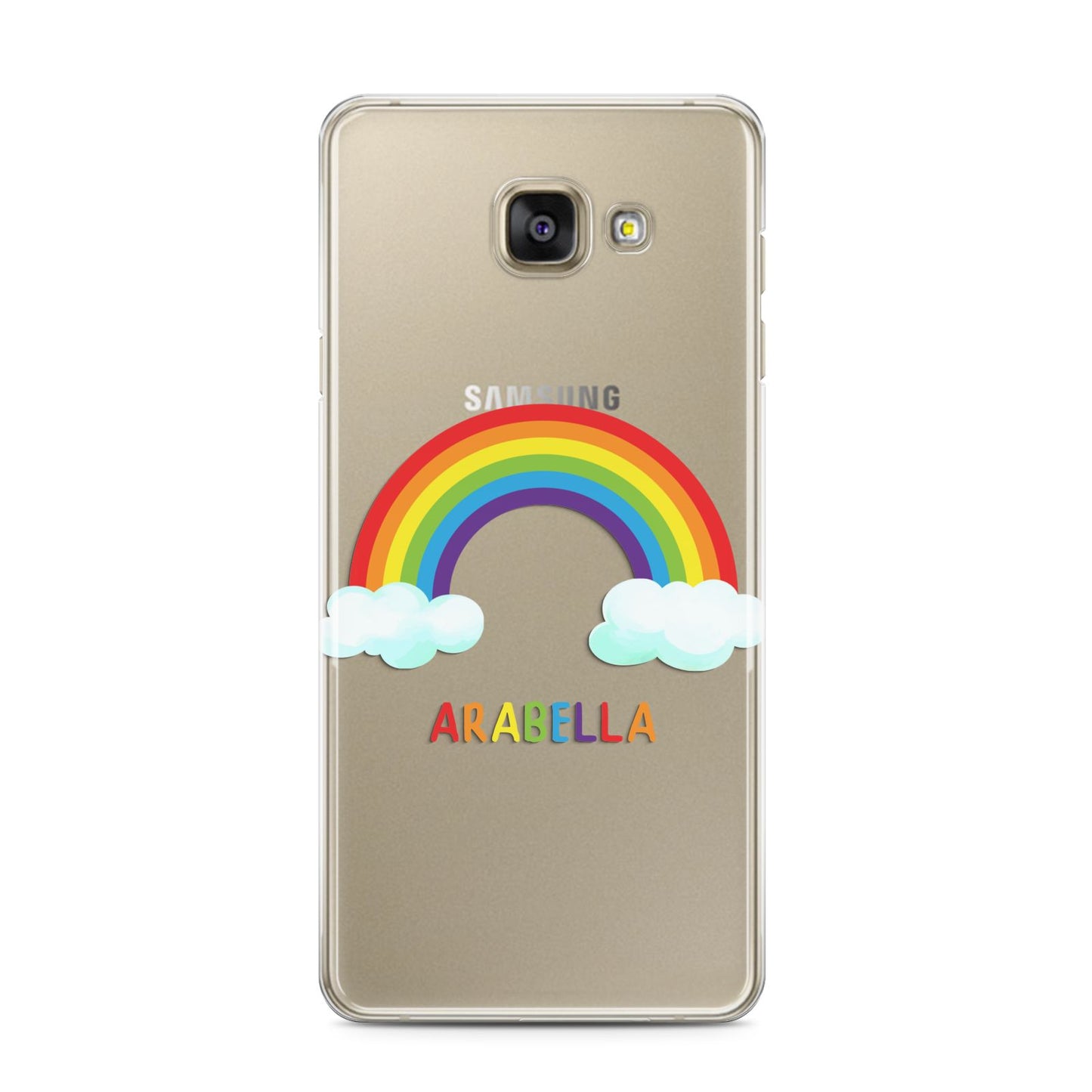 Personalised Rainbow Name Samsung Galaxy A3 2016 Case on gold phone