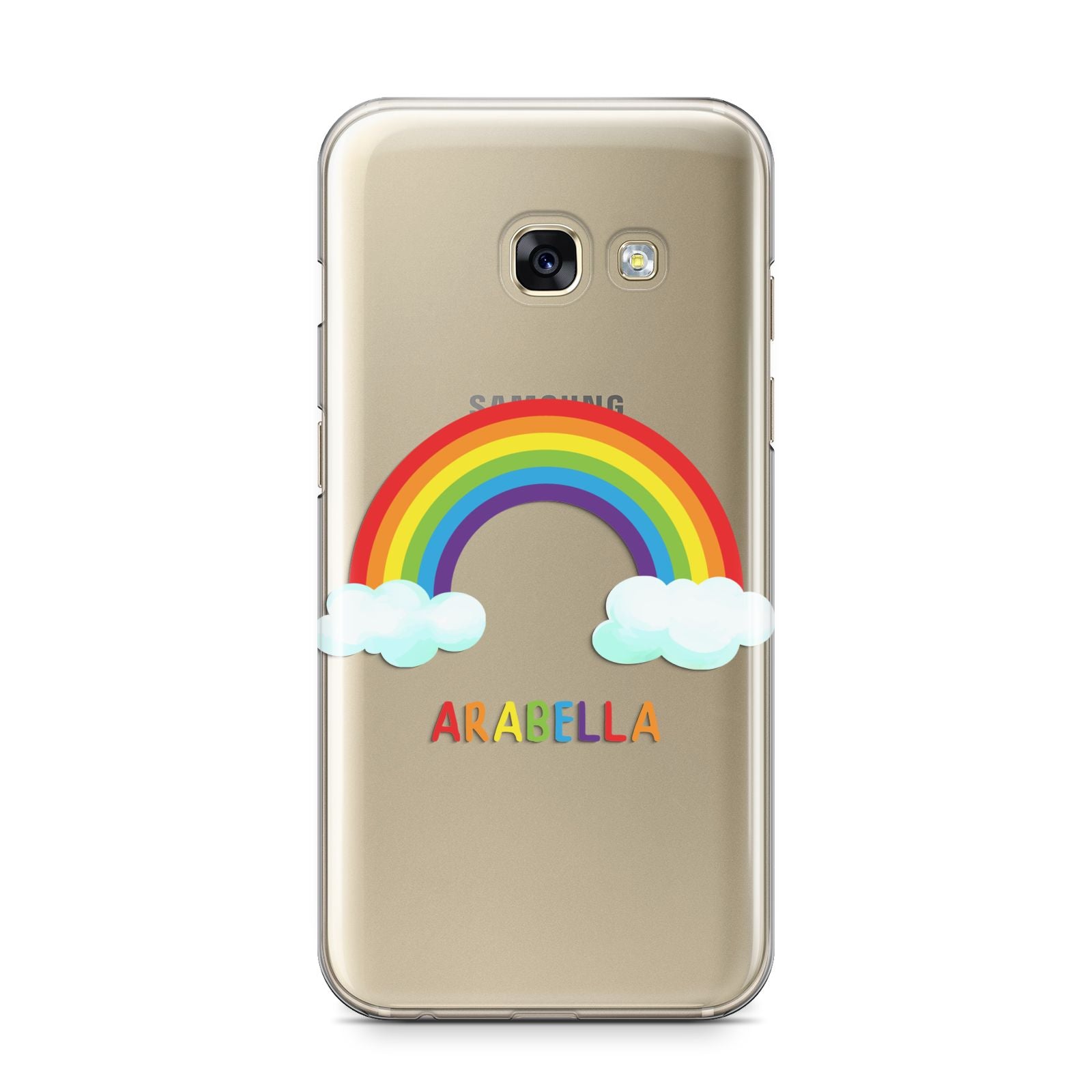 Personalised Rainbow Name Samsung Galaxy A3 2017 Case on gold phone