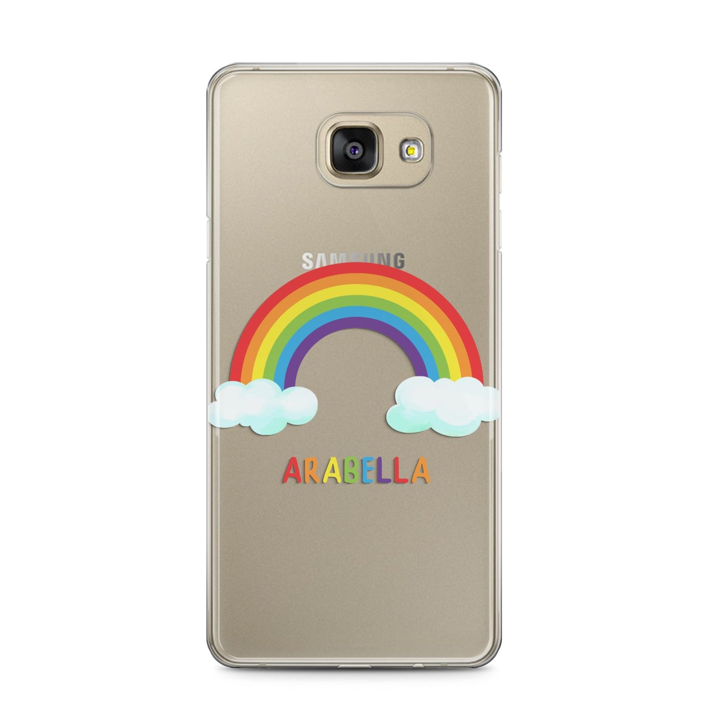 Personalised Rainbow Name Samsung Galaxy A5 2016 Case on gold phone