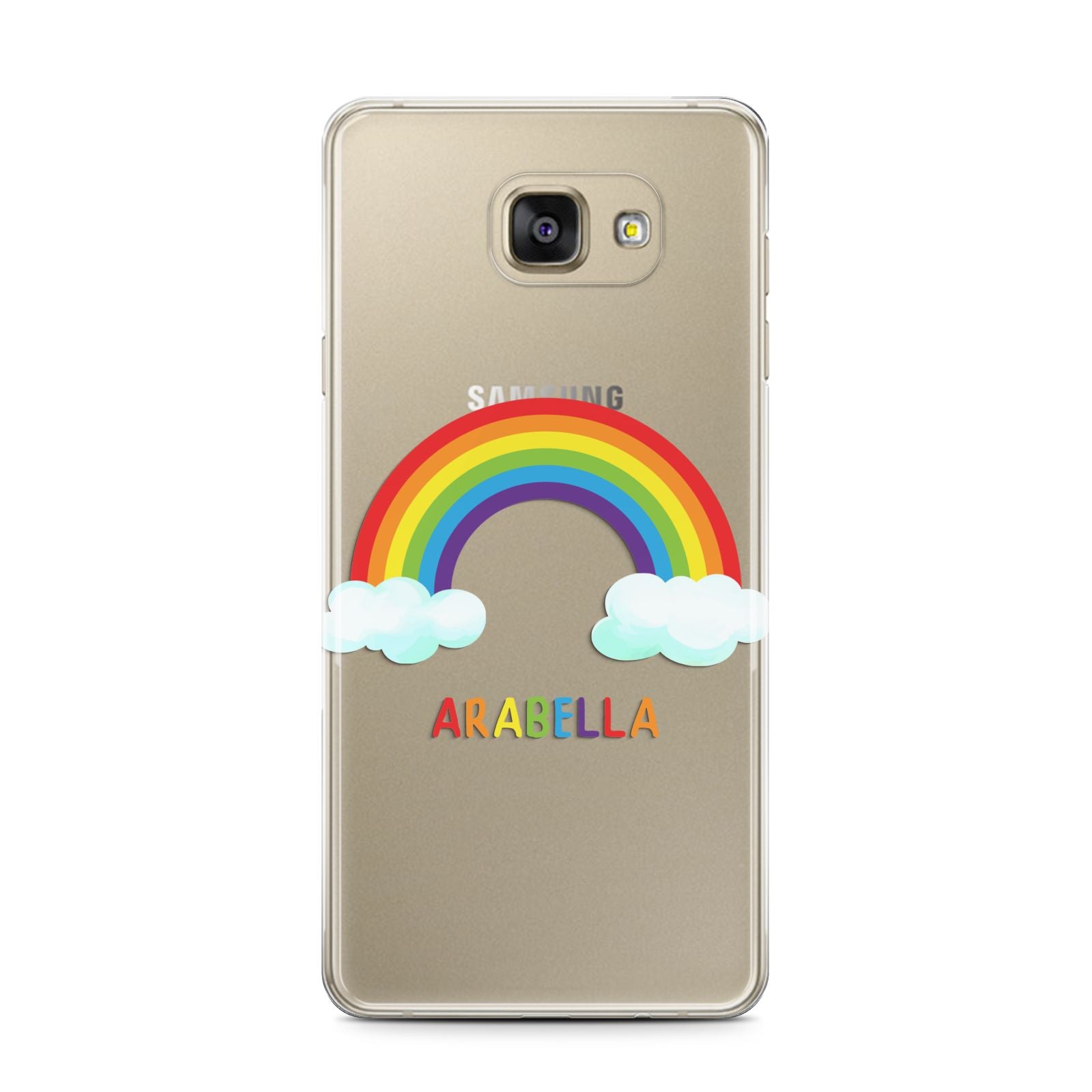 Personalised Rainbow Name Samsung Galaxy A7 2016 Case on gold phone