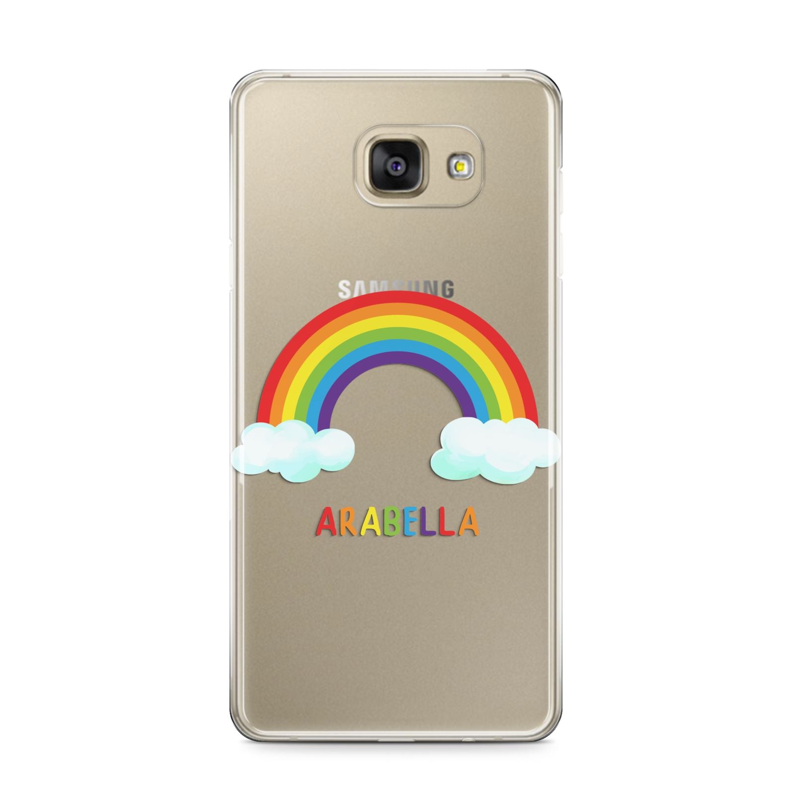 Personalised Rainbow Name Samsung Galaxy A9 2016 Case on gold phone