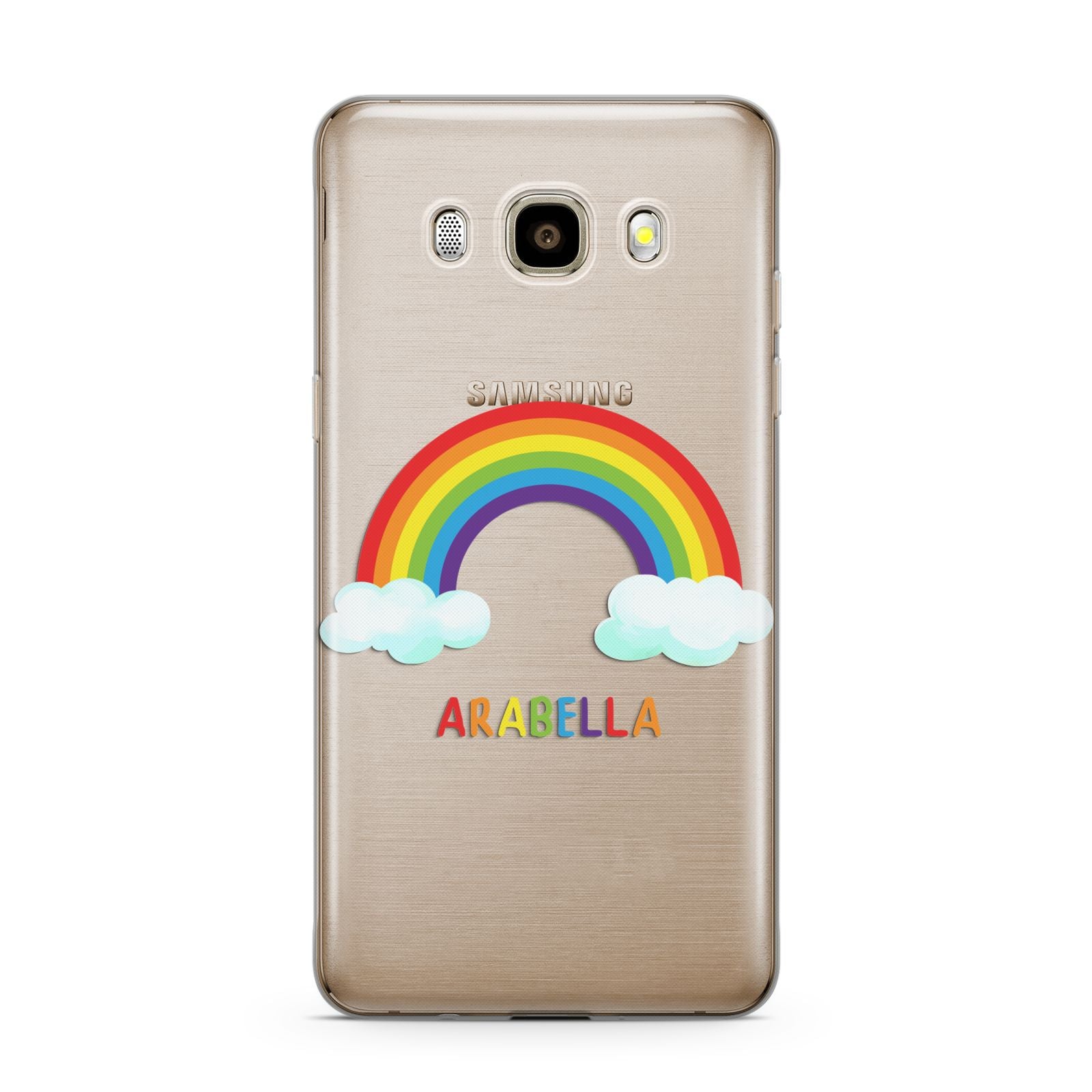 Personalised Rainbow Name Samsung Galaxy J7 2016 Case on gold phone