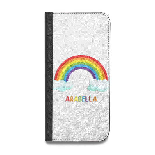 Personalised Rainbow Name Vegan Leather Flip iPhone Case