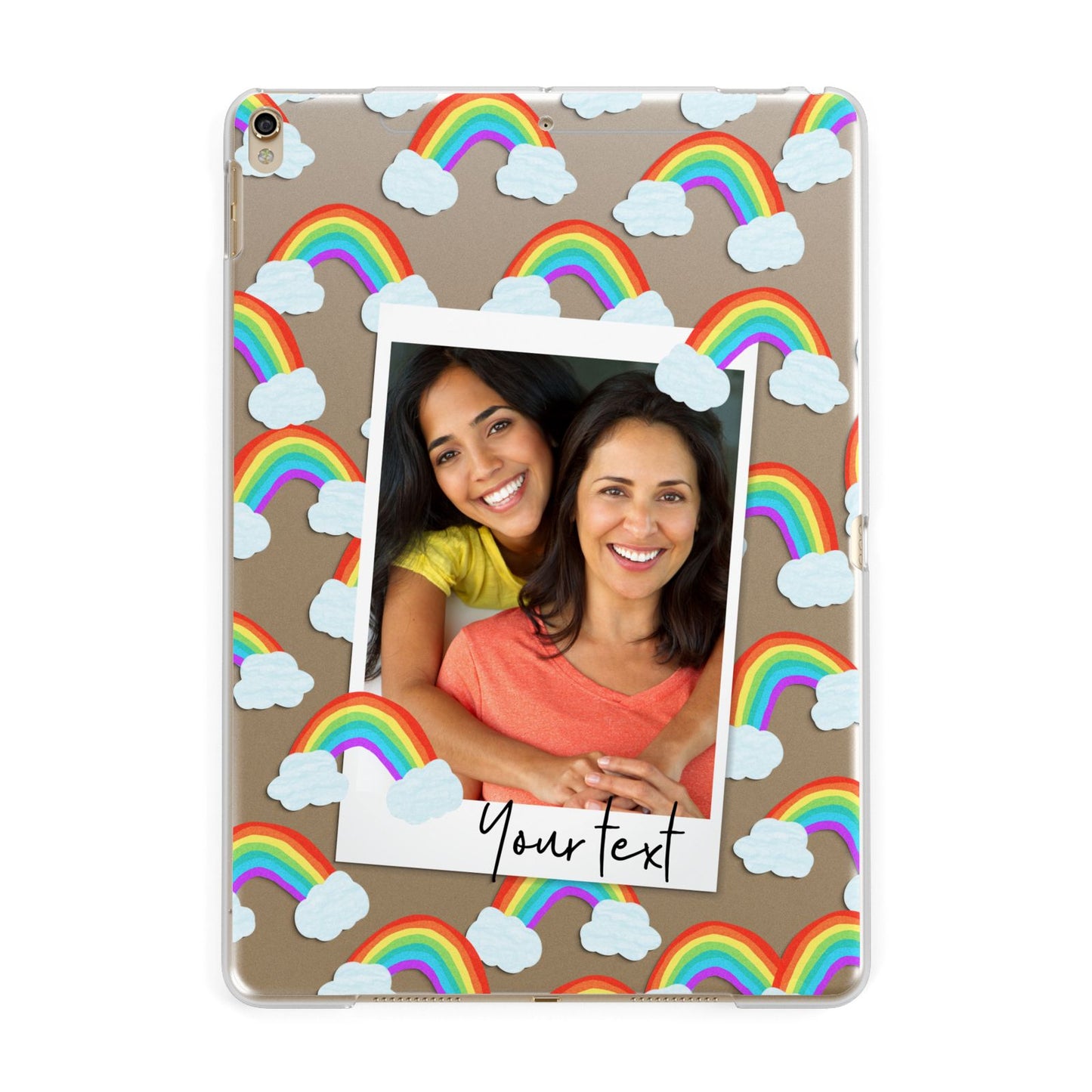 Personalised Rainbow Photo Upload Apple iPad Gold Case