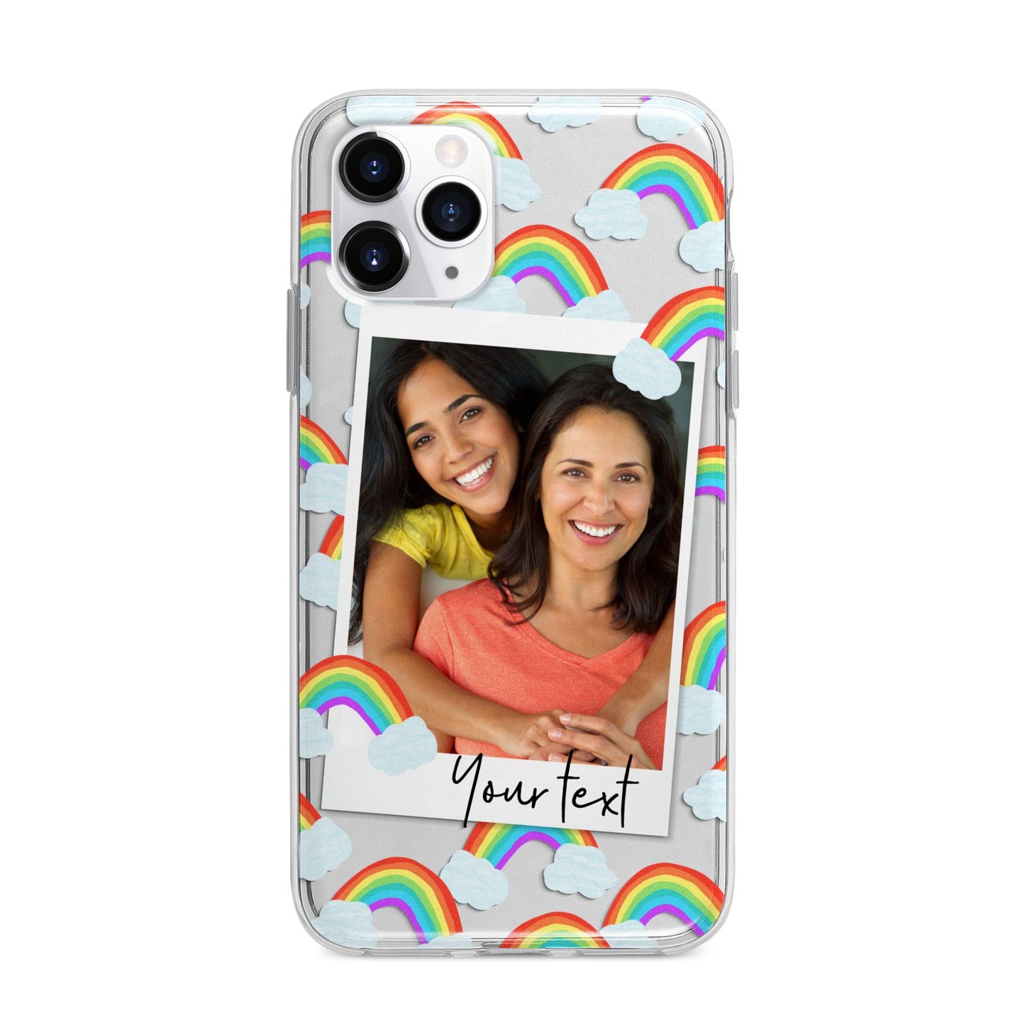 Personalised Rainbow Photo Upload Apple iPhone 11 Pro Max in Silver with Bumper Case