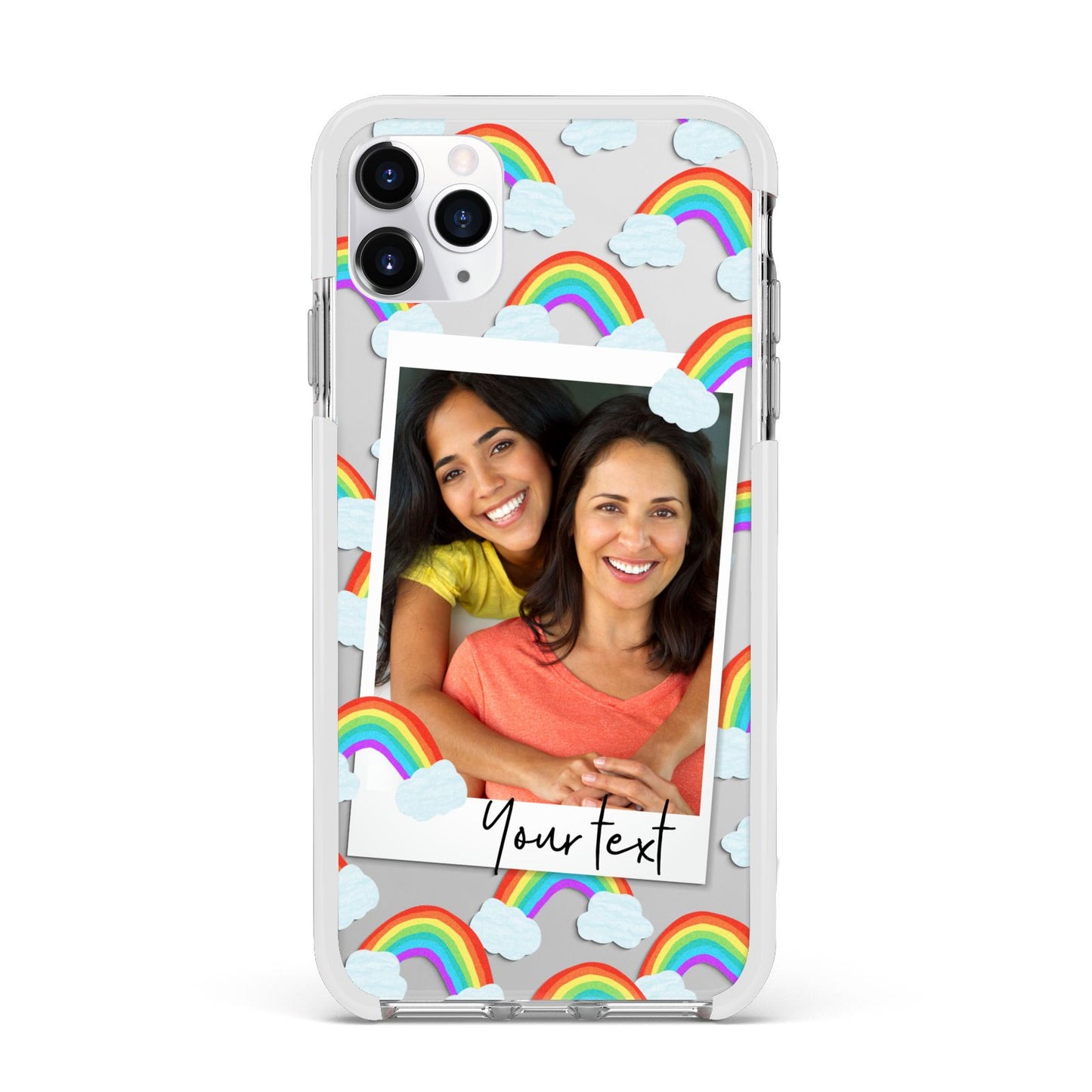 Personalised Rainbow Photo Upload Apple iPhone 11 Pro Max in Silver with White Impact Case