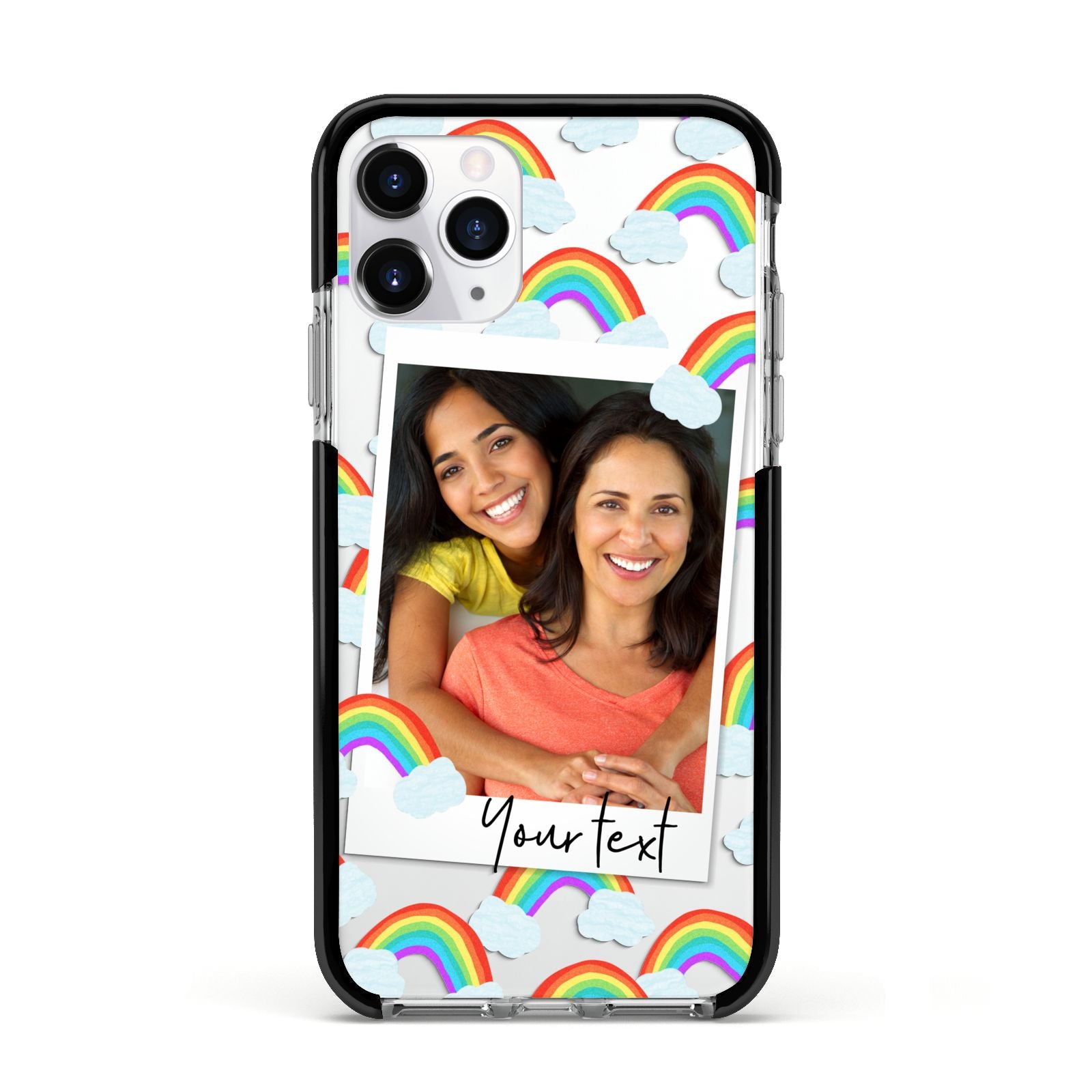 Personalised Rainbow Photo Upload Apple iPhone 11 Pro in Silver with Black Impact Case