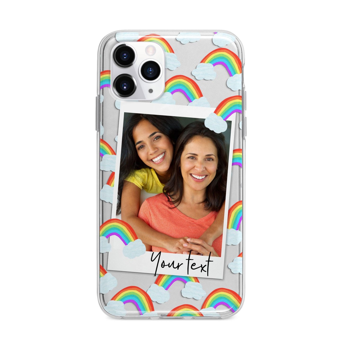 Personalised Rainbow Photo Upload Apple iPhone 11 Pro in Silver with Bumper Case