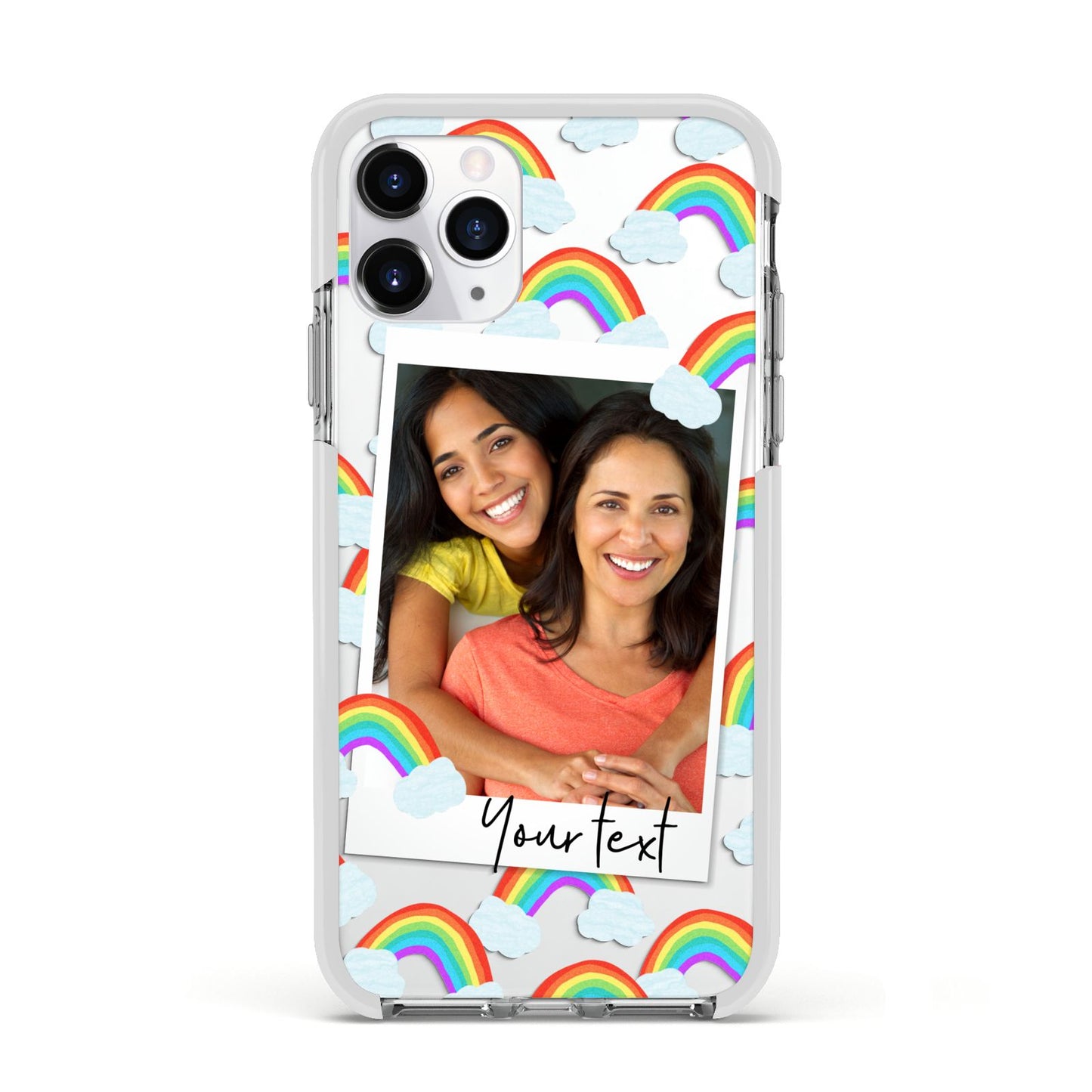 Personalised Rainbow Photo Upload Apple iPhone 11 Pro in Silver with White Impact Case