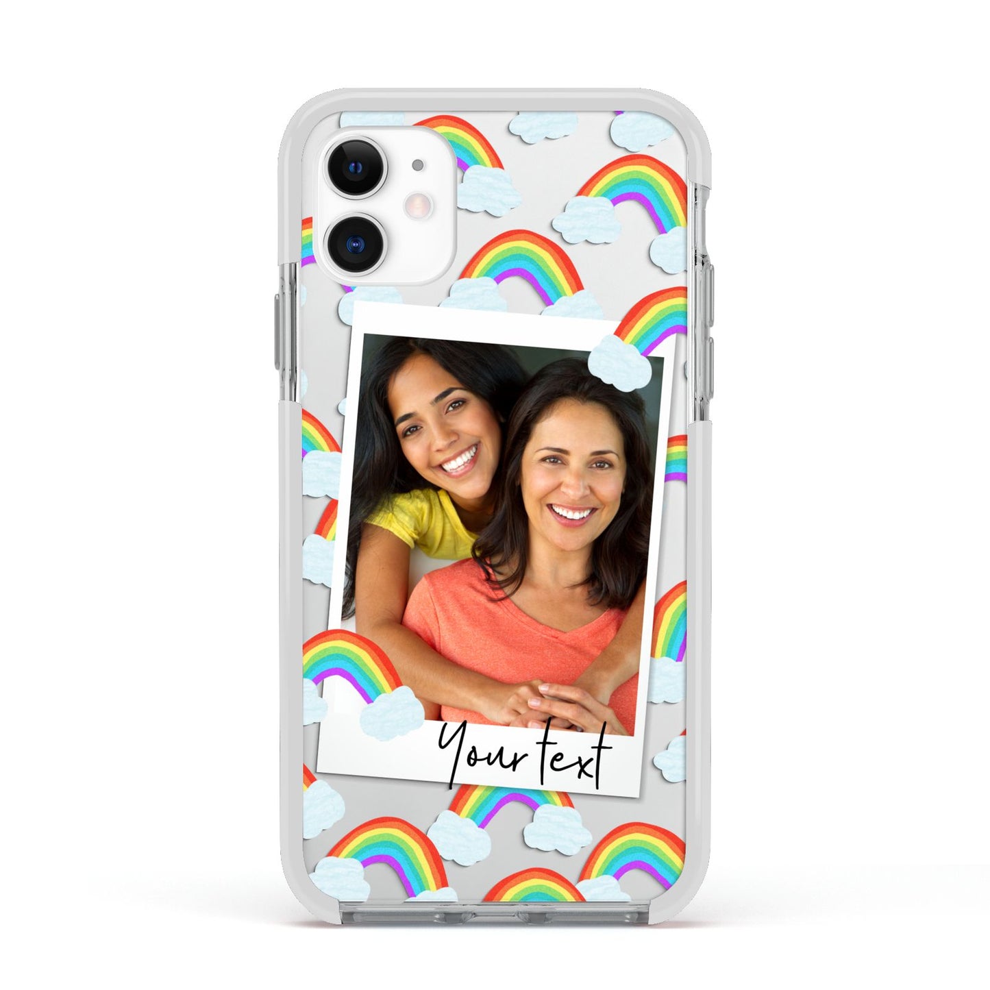 Personalised Rainbow Photo Upload Apple iPhone 11 in White with White Impact Case