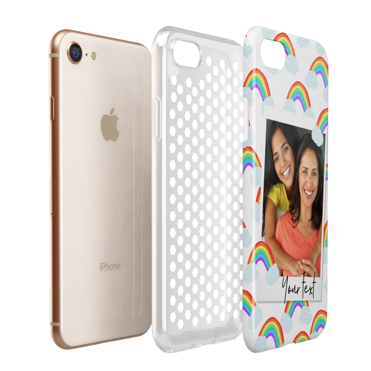 Personalised Rainbow Photo Upload Apple iPhone 7 8 3D Tough Case Expanded View