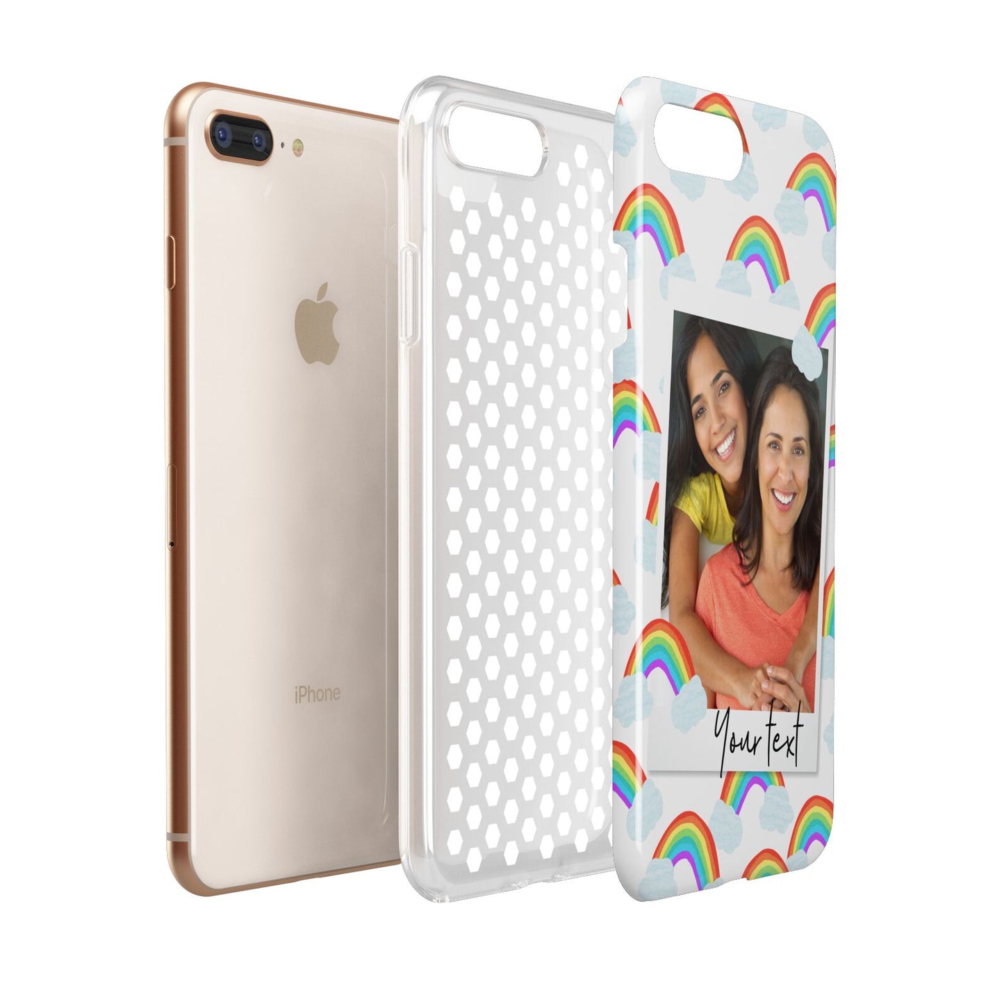 Personalised Rainbow Photo Upload Apple iPhone 7 8 Plus 3D Tough Case Expanded View