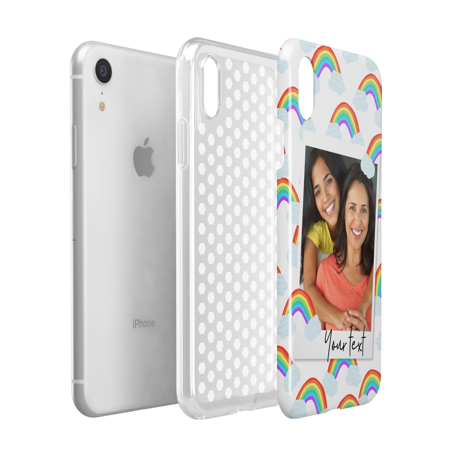 Personalised Rainbow Photo Upload Apple iPhone XR White 3D Tough Case Expanded view