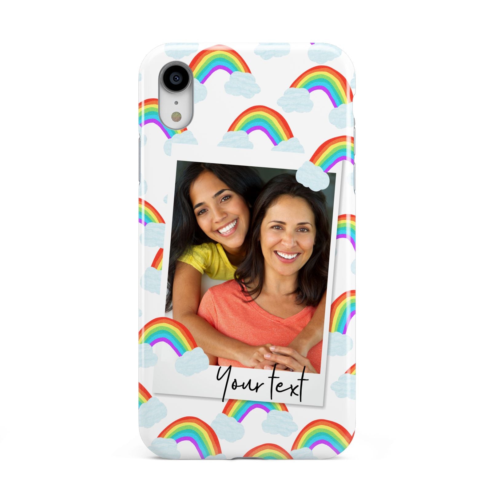 Personalised Rainbow Photo Upload Apple iPhone XR White 3D Tough Case