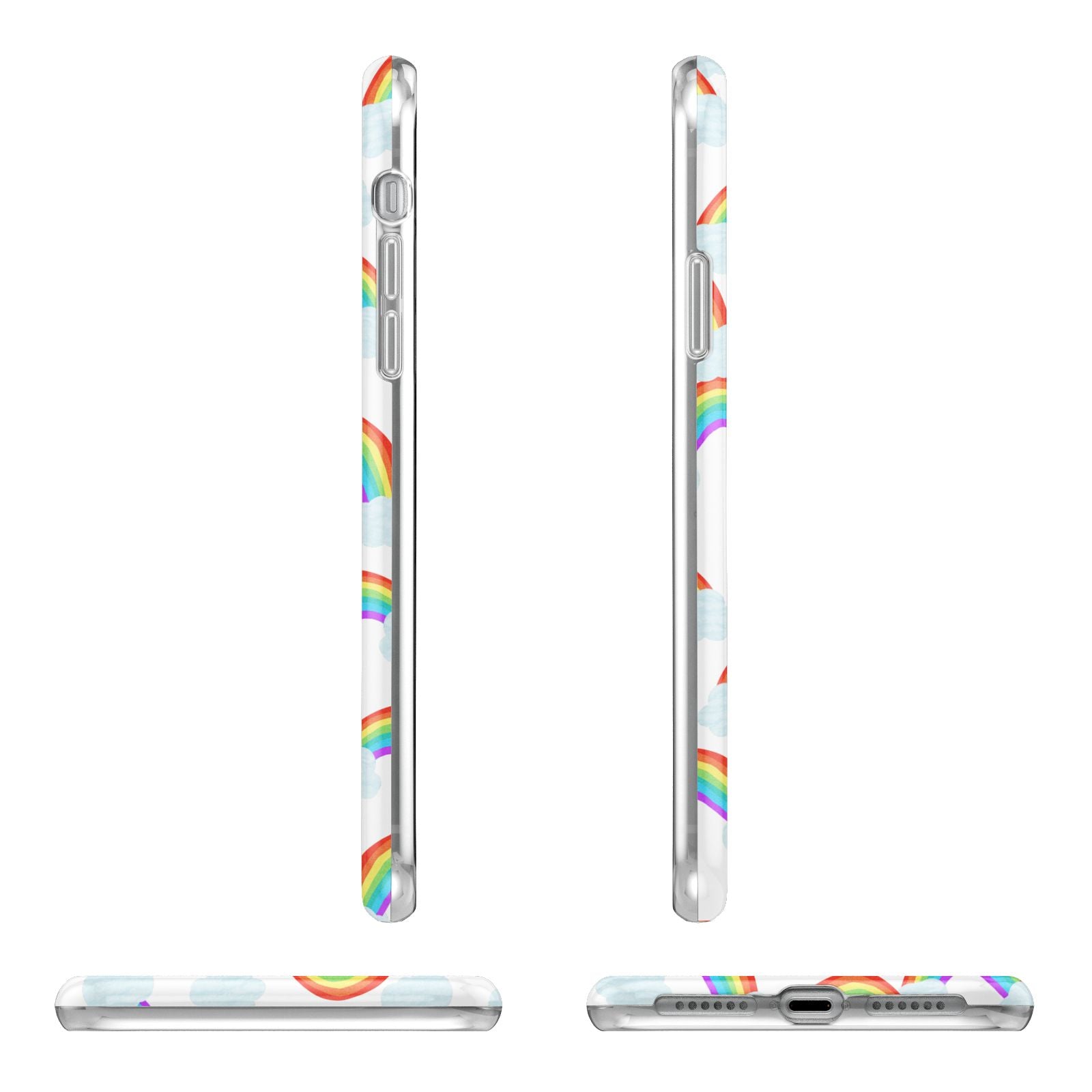 Personalised Rainbow Photo Upload Apple iPhone XR in White with 3D Wrap Tough Case Alternative Image Angles