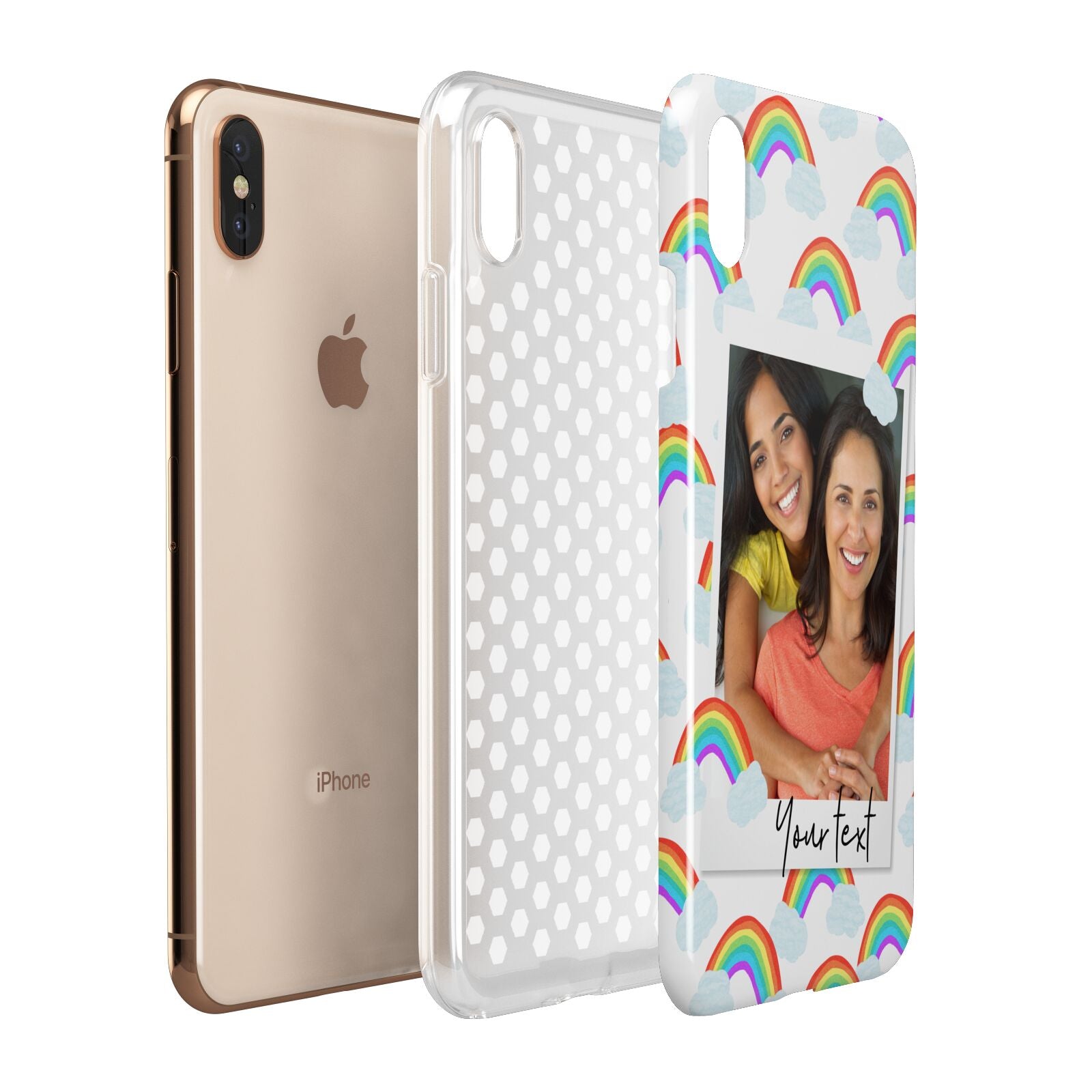 Personalised Rainbow Photo Upload Apple iPhone Xs Max 3D Tough Case Expanded View