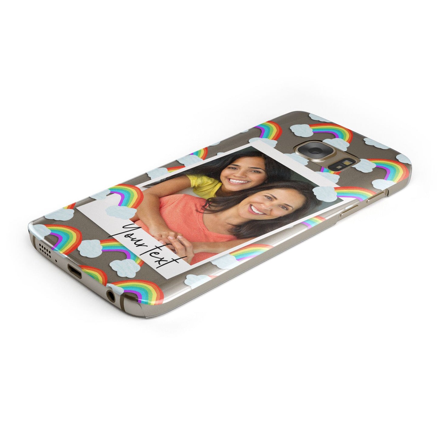 Personalised Rainbow Photo Upload Protective Samsung Galaxy Case Angled Image