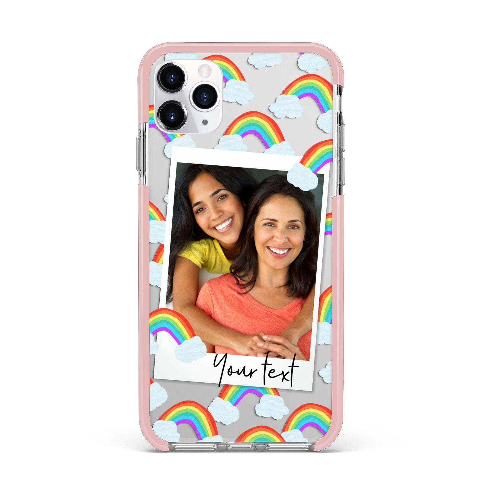 Personalised Rainbow Photo Upload iPhone 11 Pro Max Impact Pink Edge Case