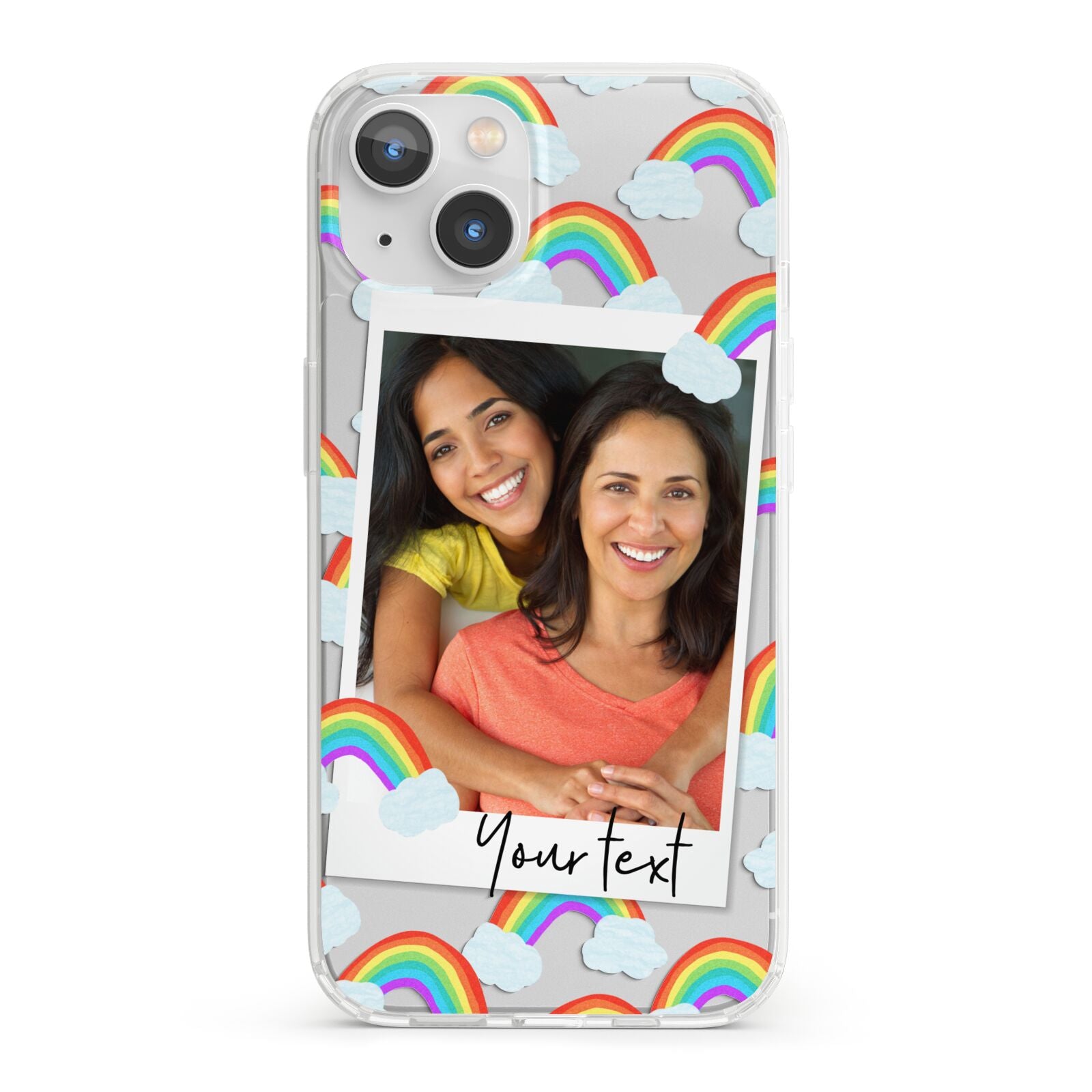 Personalised Rainbow Photo Upload iPhone 13 Clear Bumper Case